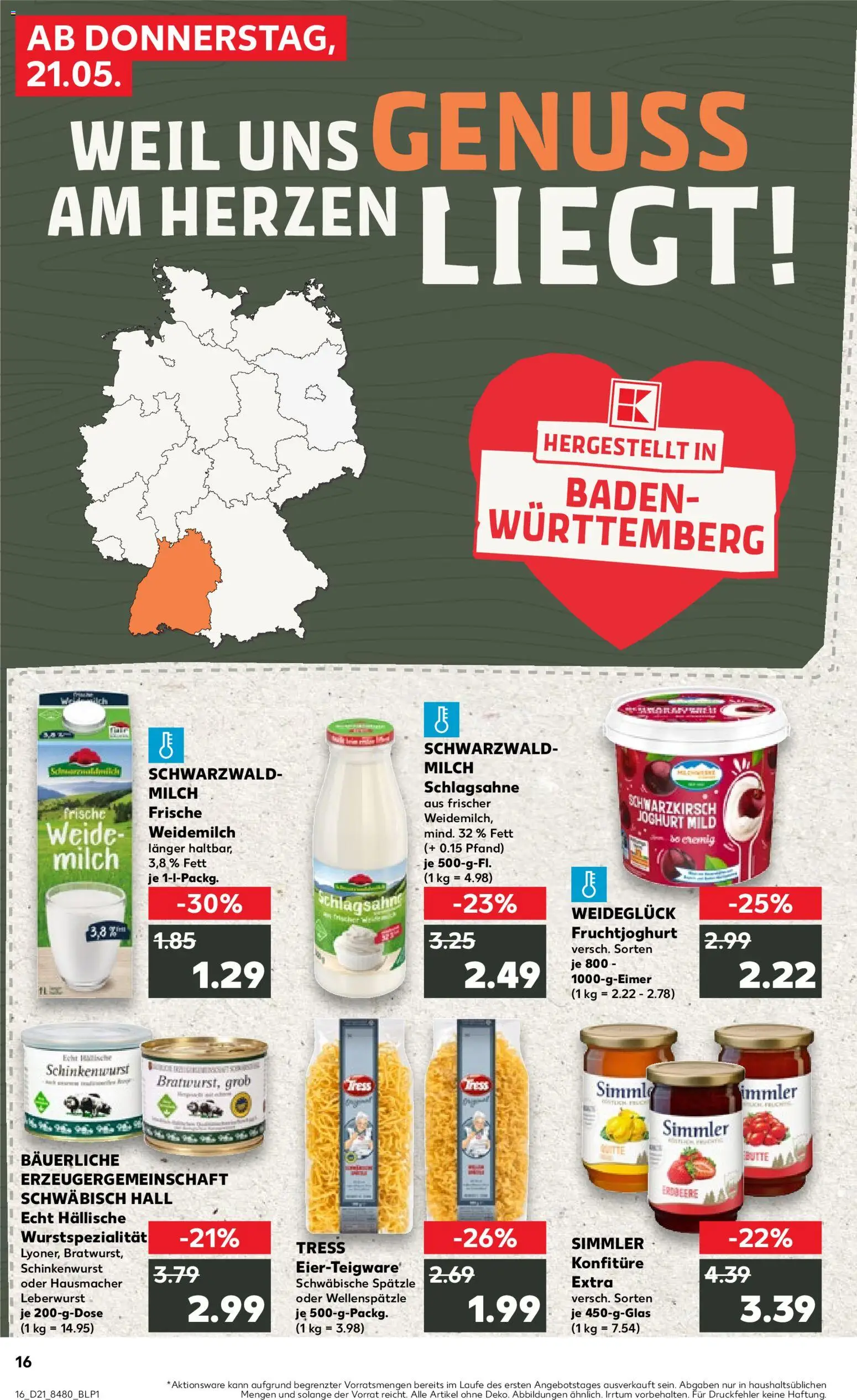 Kaufland Prospekt Stuttgart	 – gültig ab 21.05.2026 | Seite: 16 | Produkte: Milch, Joghurt, Fruchtjoghurt, Pasta