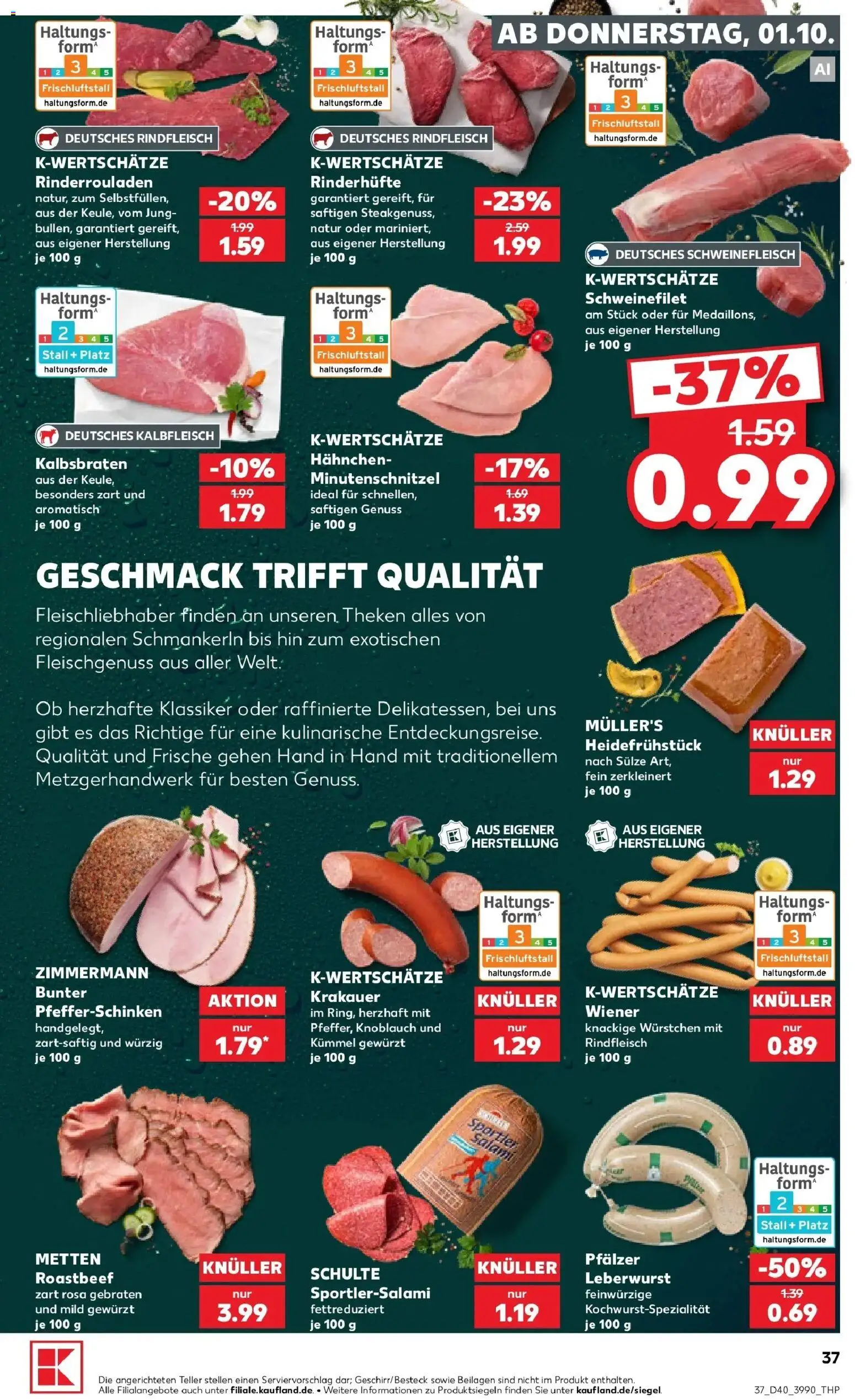 Prospekt Kaufland ab 28.09.2026 » Angebote Online zum Blättern | Seite: 47 | Produkte: Rinderrouladen, Hahnchen, Roastbeef, Schweinefilet