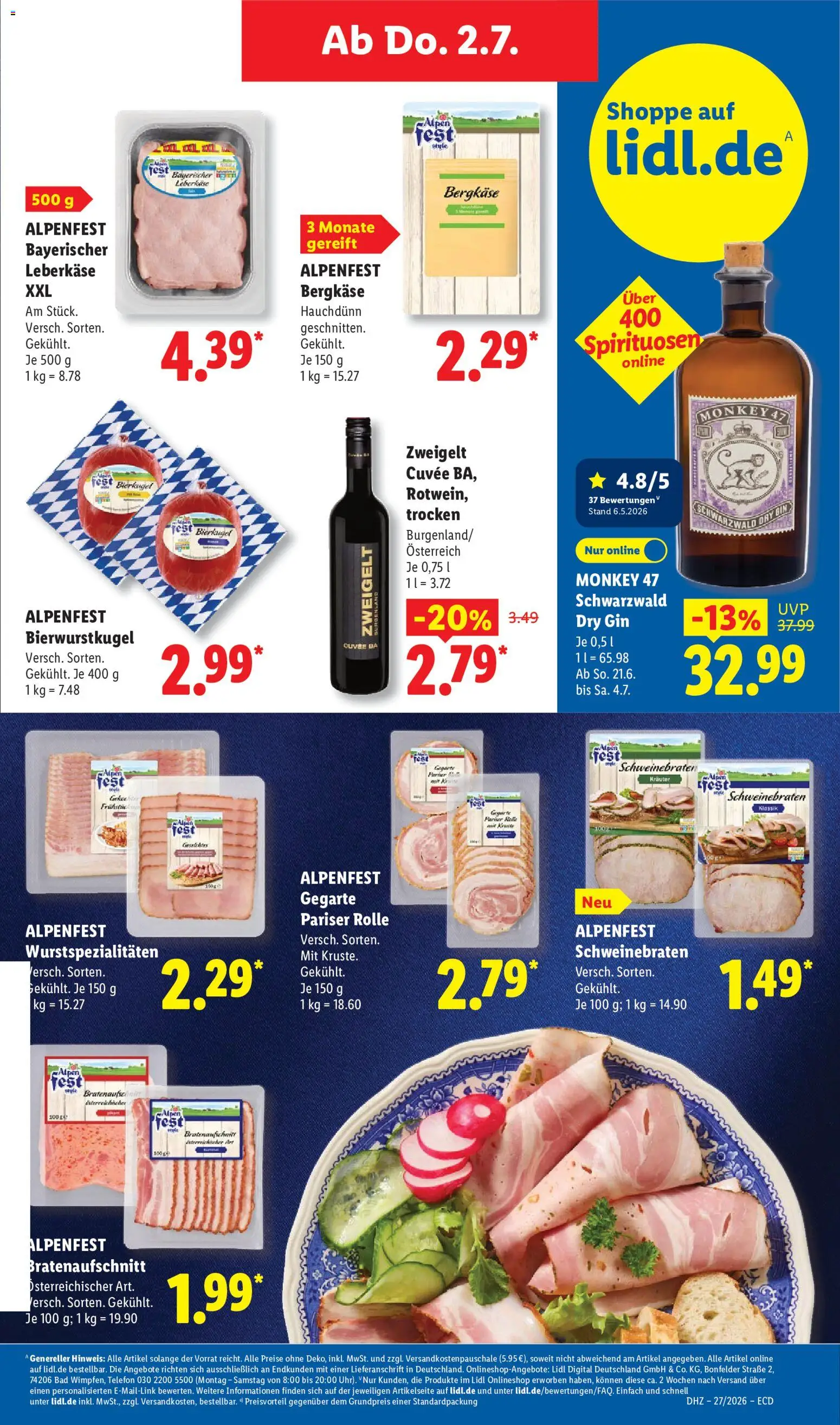 Lidl Německo leták od 29.06.2026 | Strana: 59 | Produkty: Test, Gin, Telefon, Dry gin