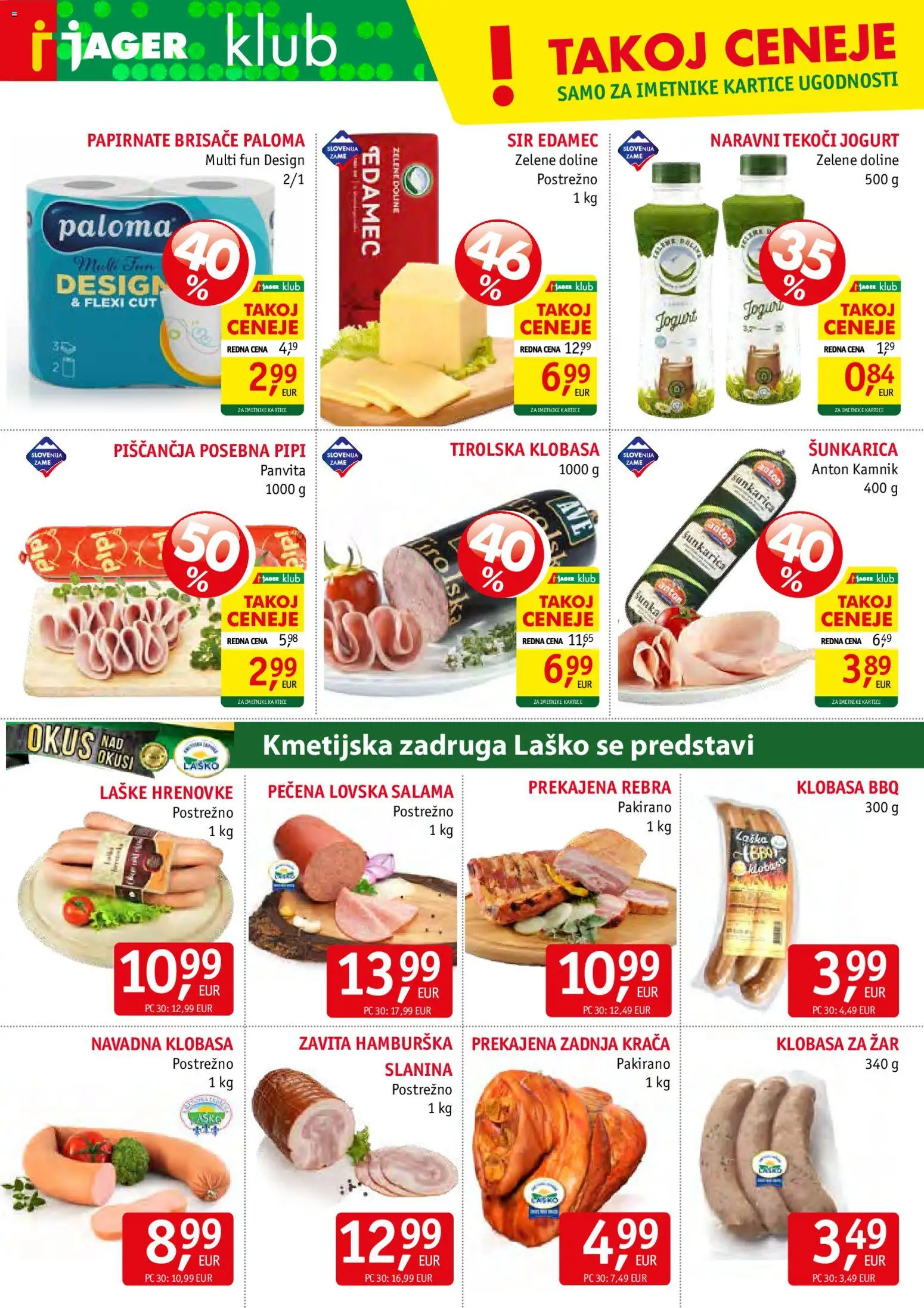 Novi Jager katalog ponudbe – veljaven od 03.06.2026 | Stran: 4 | Izdelki: Hrenovke, Edamec, Zar, Papirnate brisače