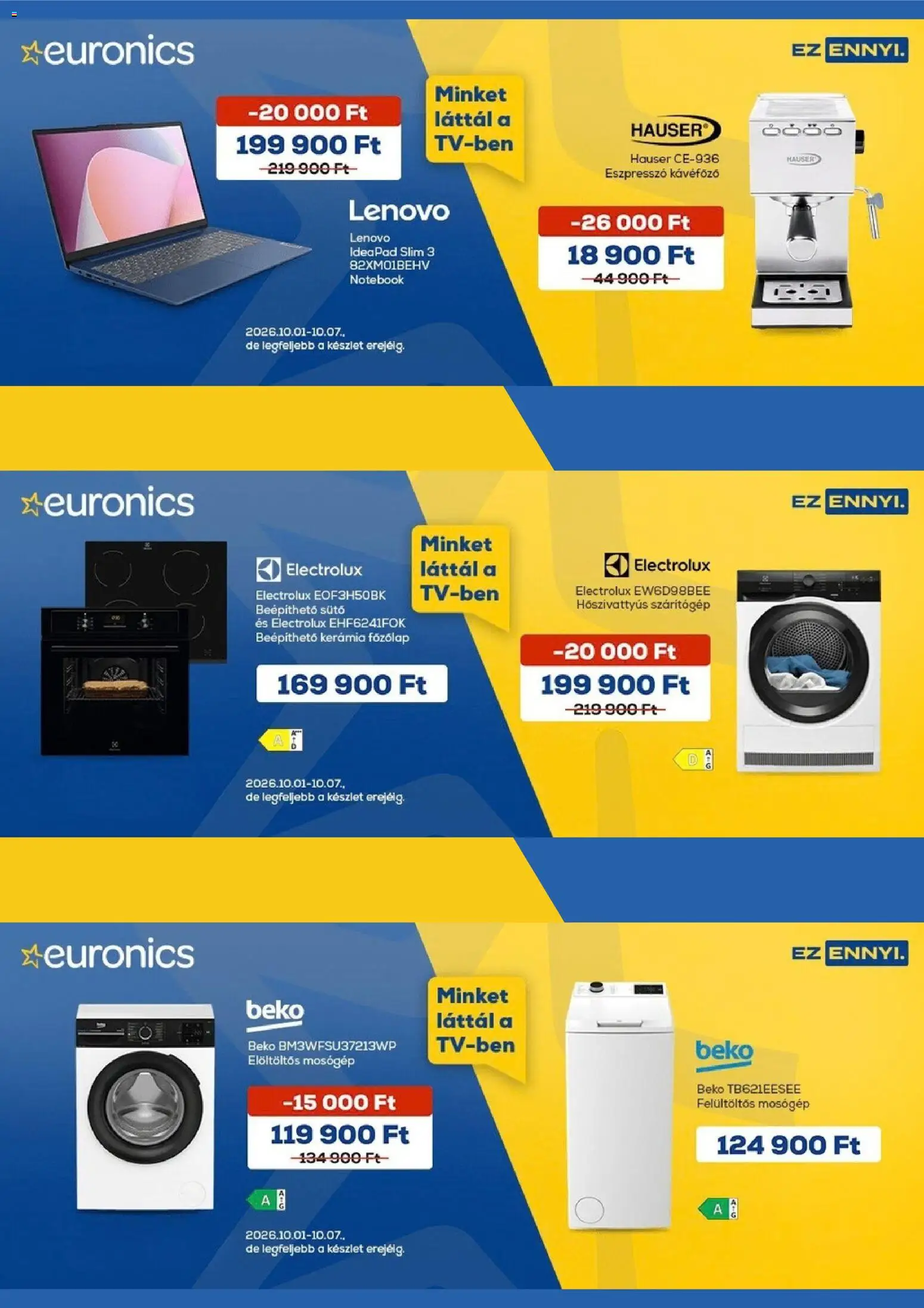 Euronics akciós ujság - amely érvényes a következő dátumtól: 2026.10.01. | Oldal: 1