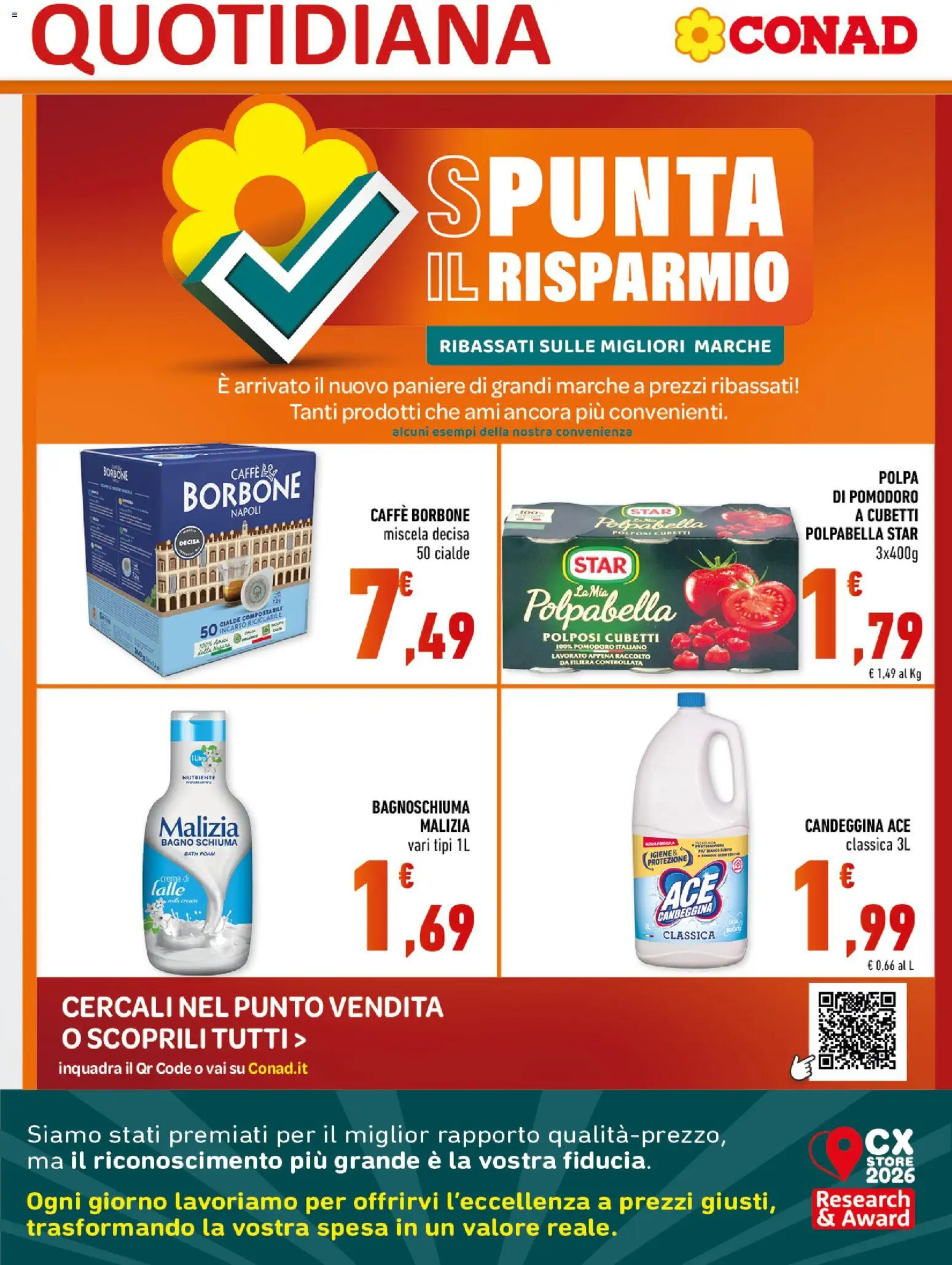 Volantino Conad del 09/09/2026 | Pagina: 7 | Prodotti: Schiuma, Bagnoschiuma, Cialde, Borbone