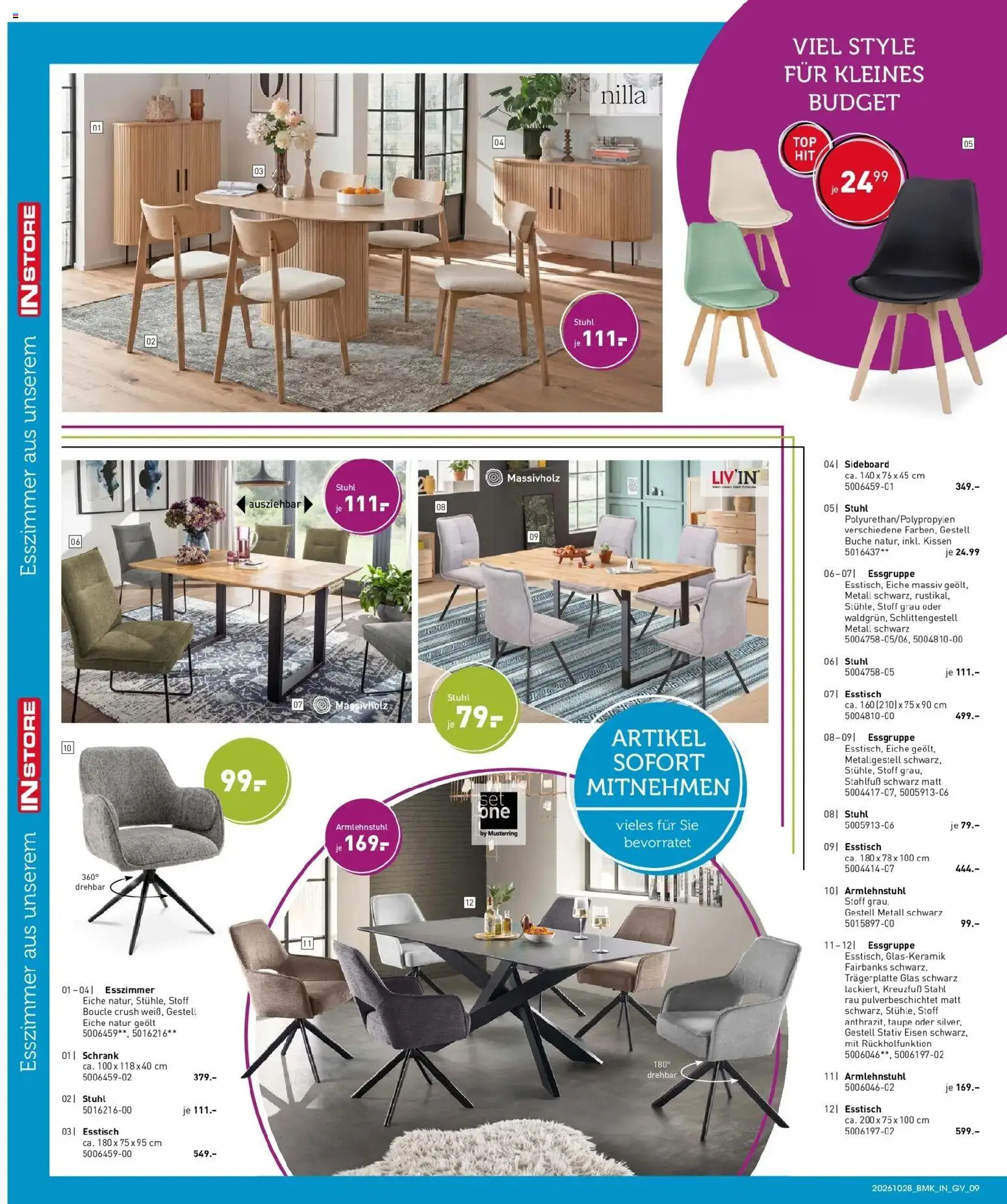 Möbel Martin - Möbel Martin: Wochenangebote (ab 28.10.2026) zum Blättern | Seite: 9 | Produkte: Sideboard, Esstisch, Stuhl, Stativ