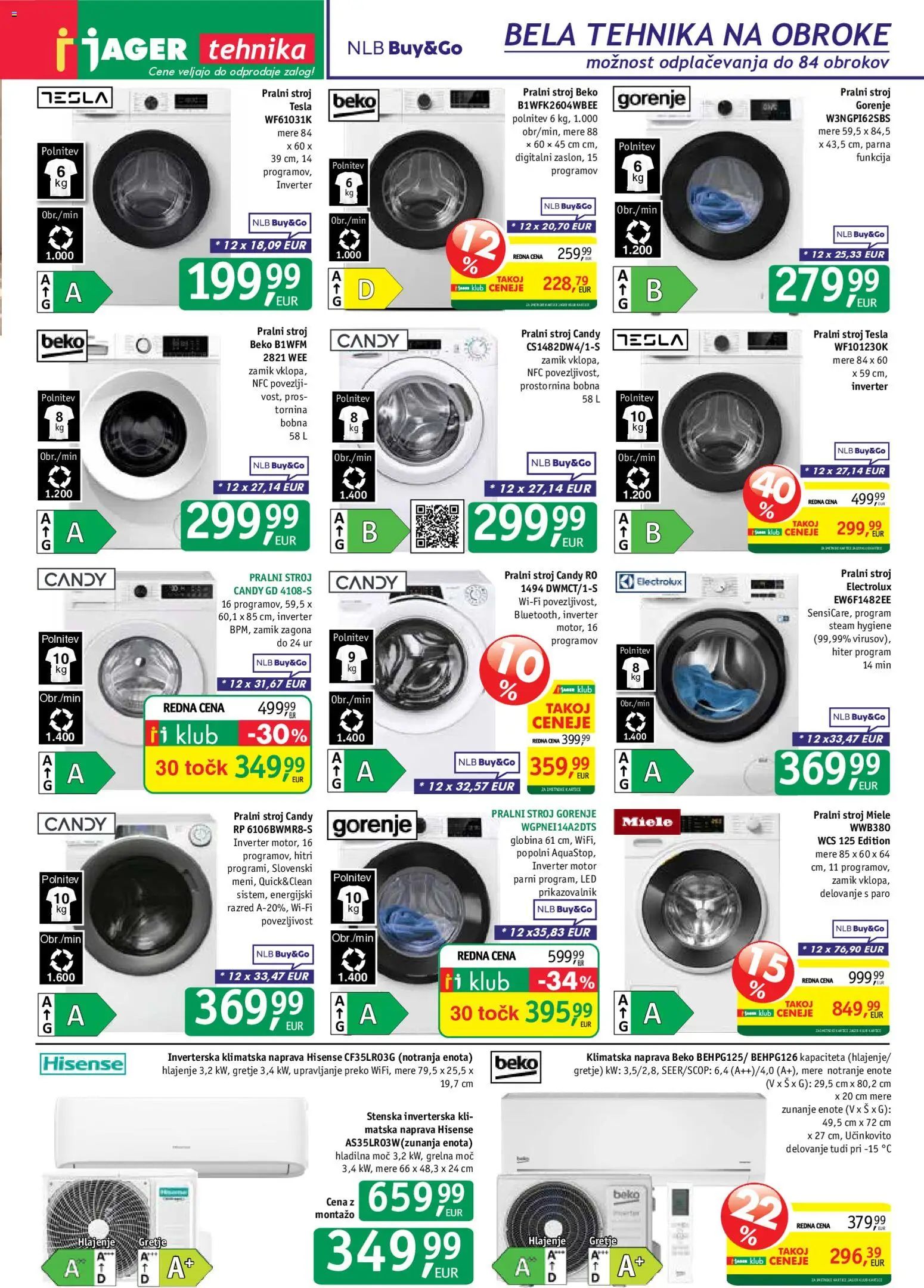 Novi Jager katalog ponudbe – veljaven od 20.05.2026 | Stran: 11 | Izdelki: Klimatska naprava, Pralni stroj