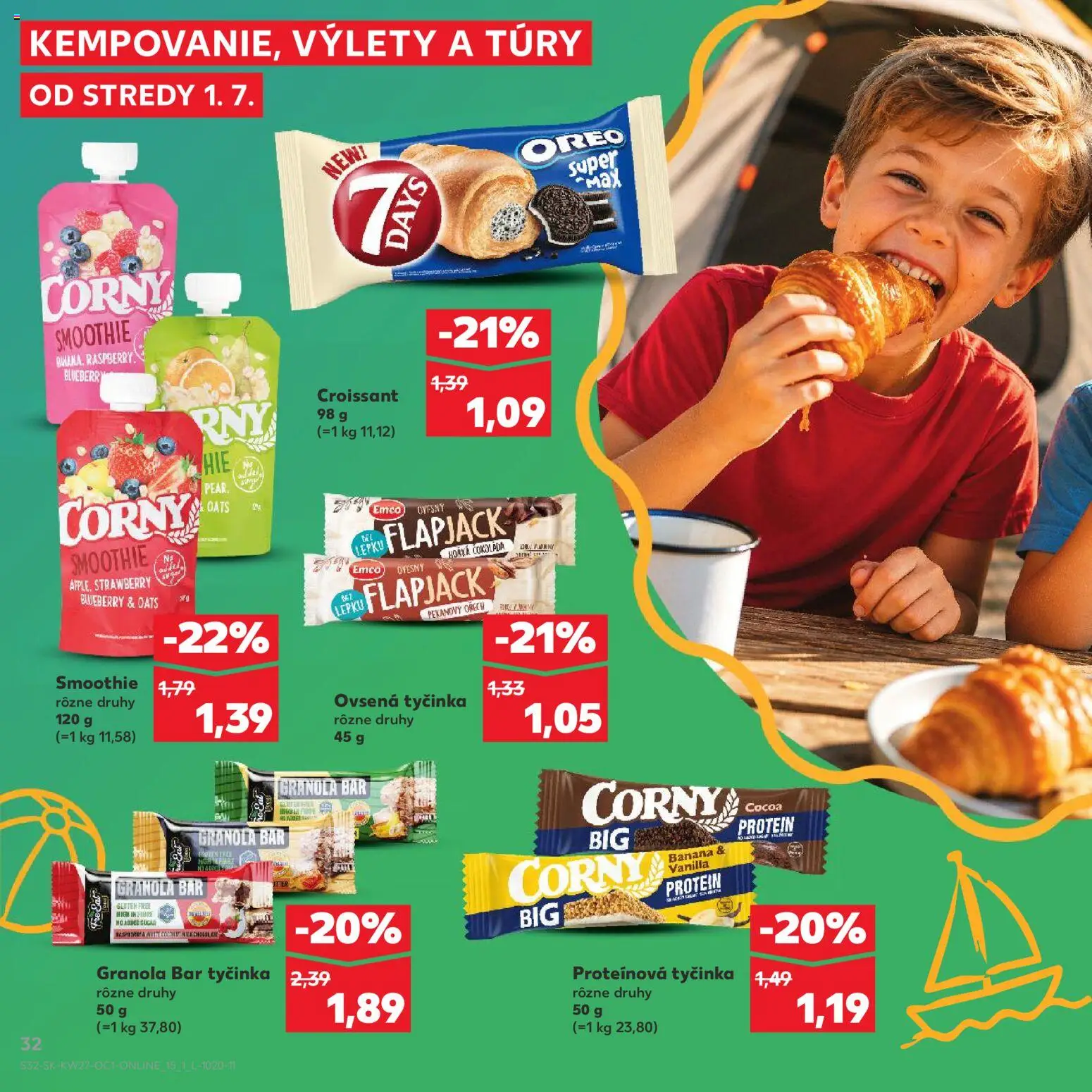 Kaufland SK akciós ujság - amely érvényes a következő dátumtól: 2026.07.01. | Oldal: 32 | Termékek: Croissant, Protein, Granola, Smoothie