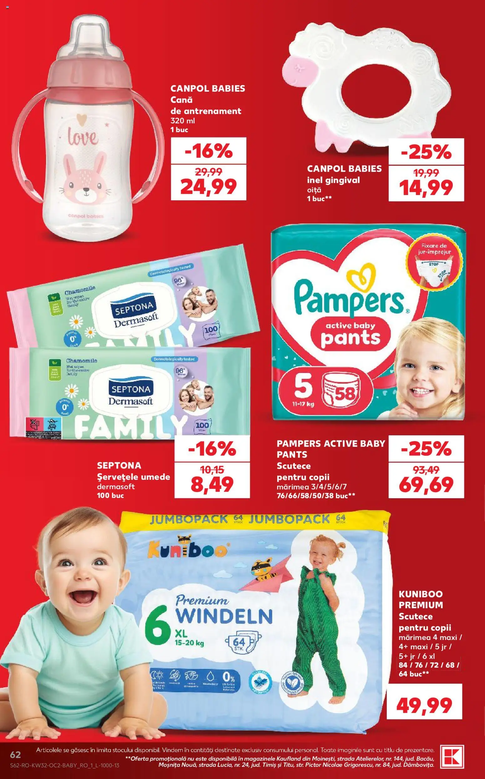 Noul catalog Kaufland – valabil de la 05.08.2026 | Pagină: 62 | Produse: Pirinç gevreği, Inel, Șervețele umede, Scutece