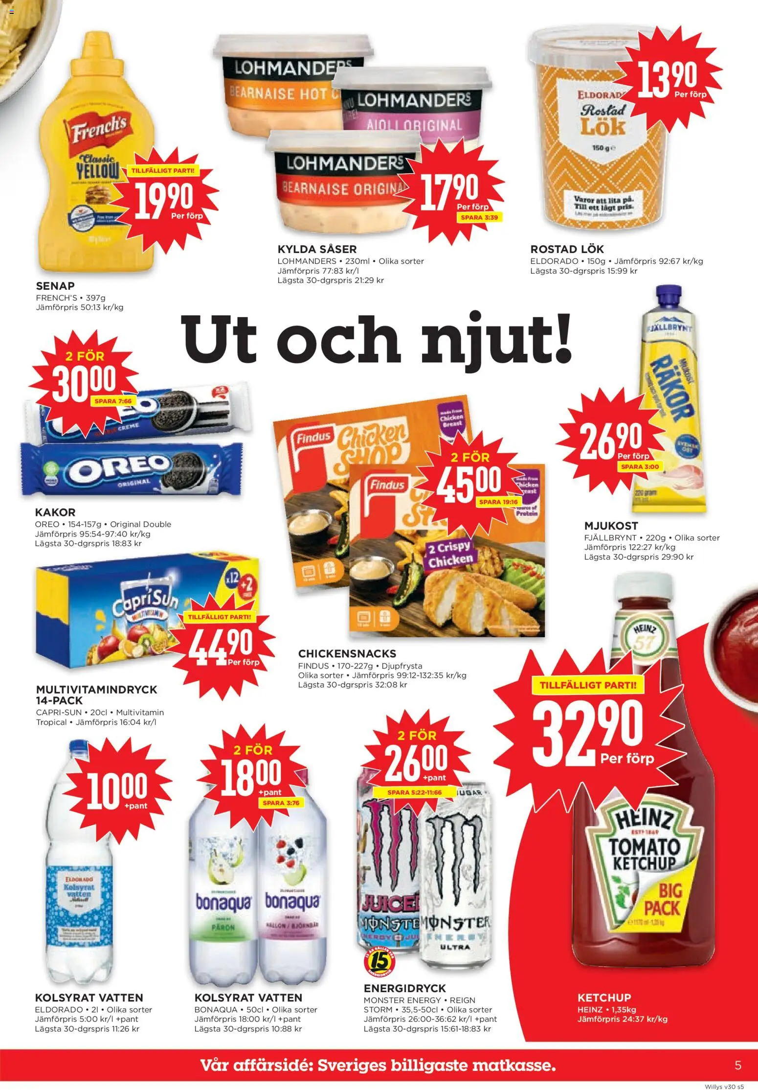 Willys reklamblad aktuell från 20/07/2026 | Sida: 5 | Produkter: Räkor, Aioli, Juice, Ketchup