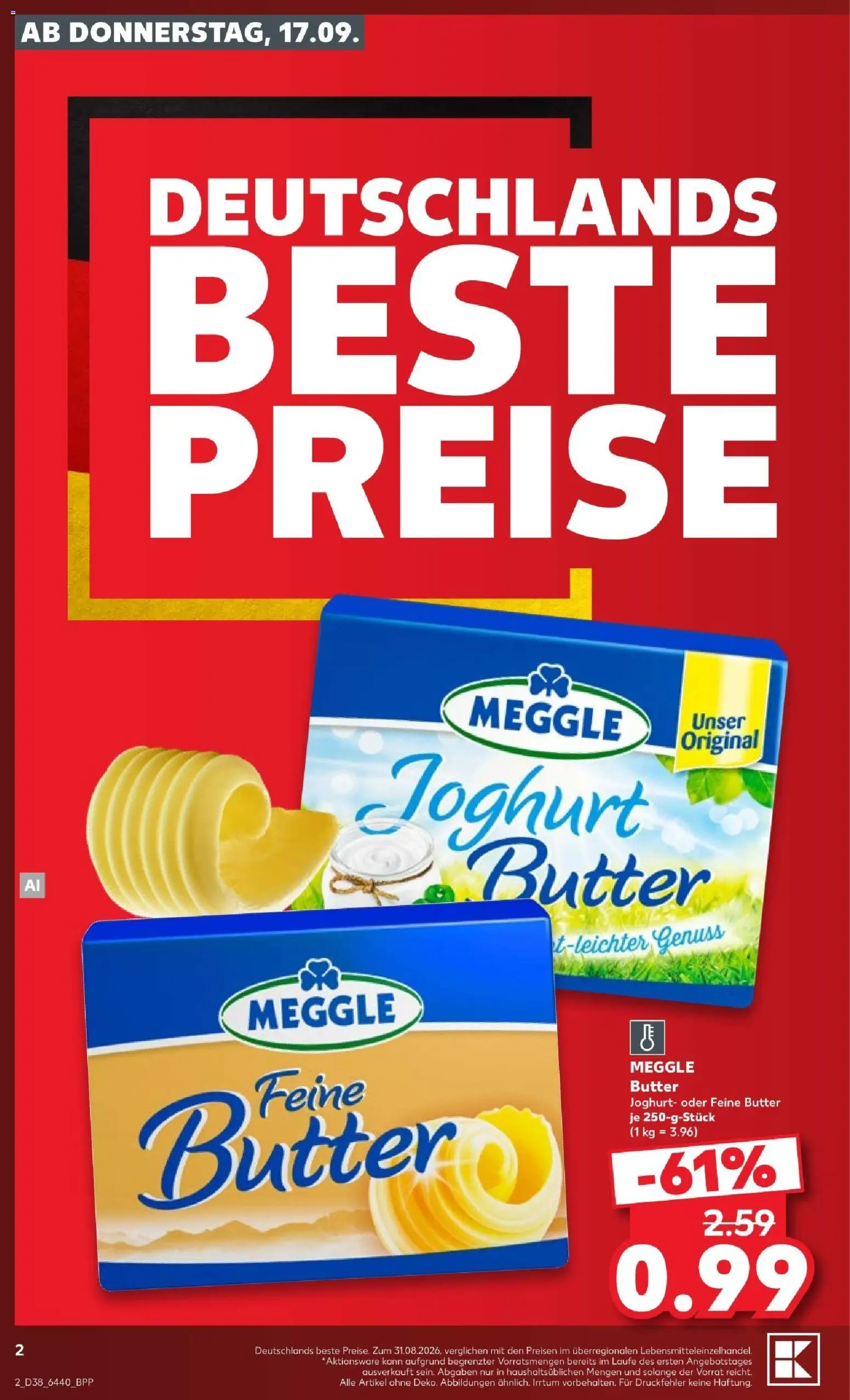 Kaufland Prospekt Hannover – gültig ab 17.09.2026 | Seite: 2 | Produkte: Butter, Joghurt, Meggle butter