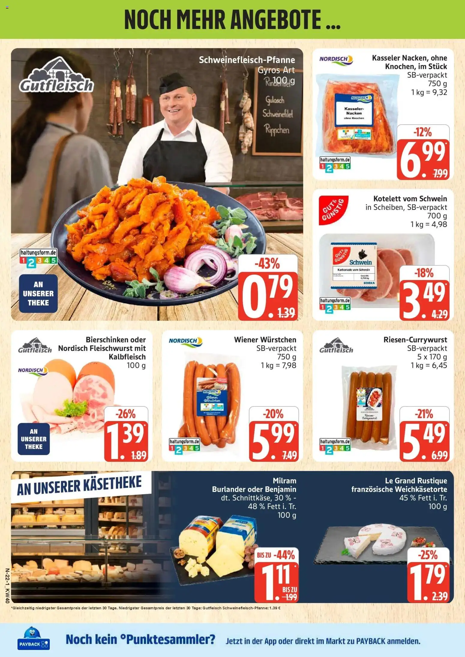 Edeka Prospekt Schleswig (ab 28.09.2026) » Angebote Online | Seite: 22 | Produkte: Theke, Gyros, Milram, Gulasch