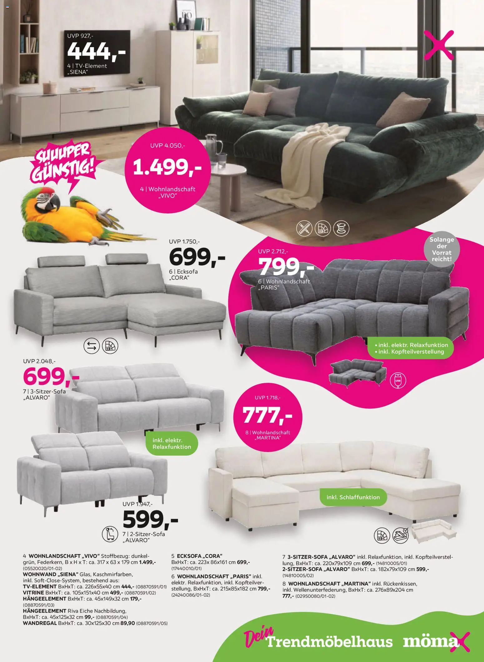 Mömax Prospekt – gültig ab 08.06.2026 | Seite: 3 | Produkte: Wohnlandschaft, Wohnwand, Wandregal, Vitrine