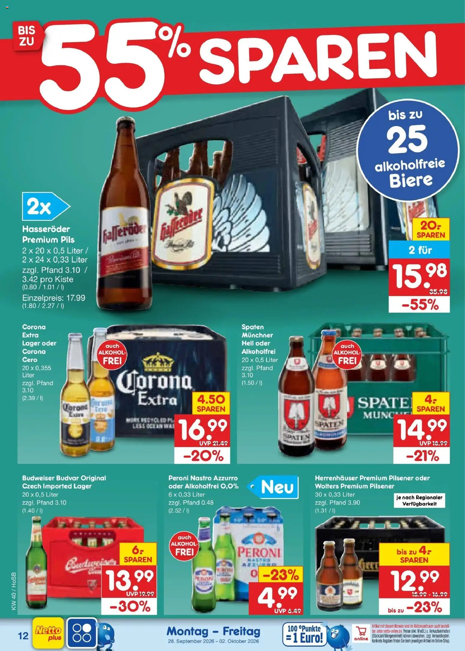 Netto Marken-Discount Prospekt Hannover – gültig ab 28.09.2026 | Seite: 18 | Produkte: Pils, Alkohol, Budweiser, Hasseröder