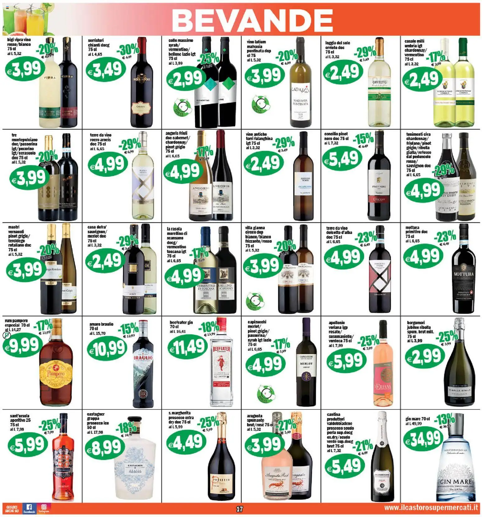 Volantino Il Castoro del 29.04.2026 | Pagina: 17 | Prodotti: Gin, Vino, Spumante, Aperitivo