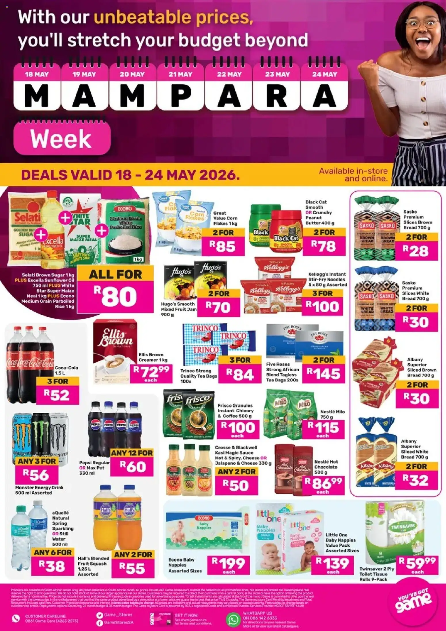 New Game catalogue – valid from 18.05.2026 | Page: 1 | Products: BB cream, Noodles, Water, Sugar