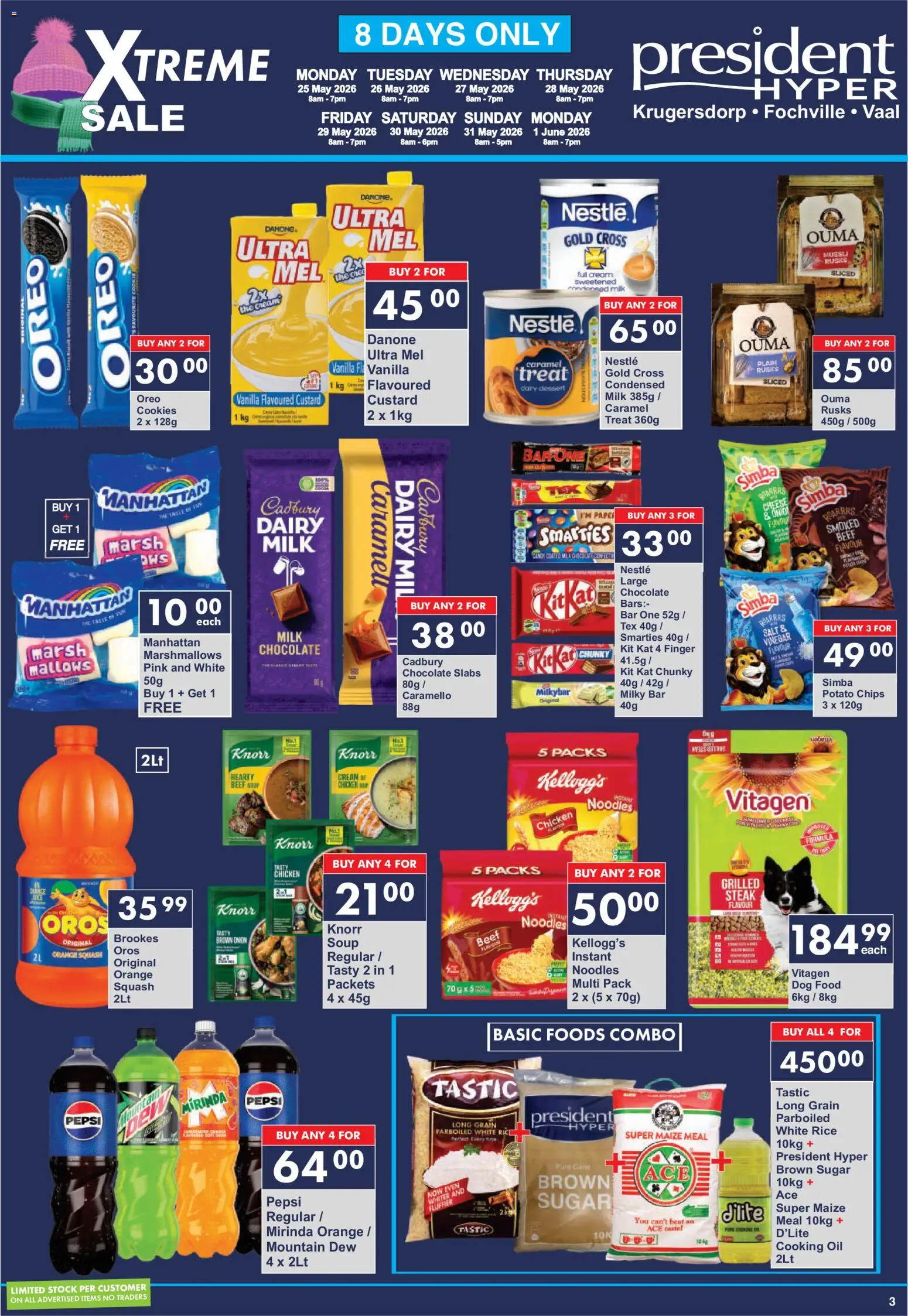 New President Hyper catalogue – valid from 25.05.2026 | Page: 3 | Products: Vinegar, Chicken, Noodles, Caramel