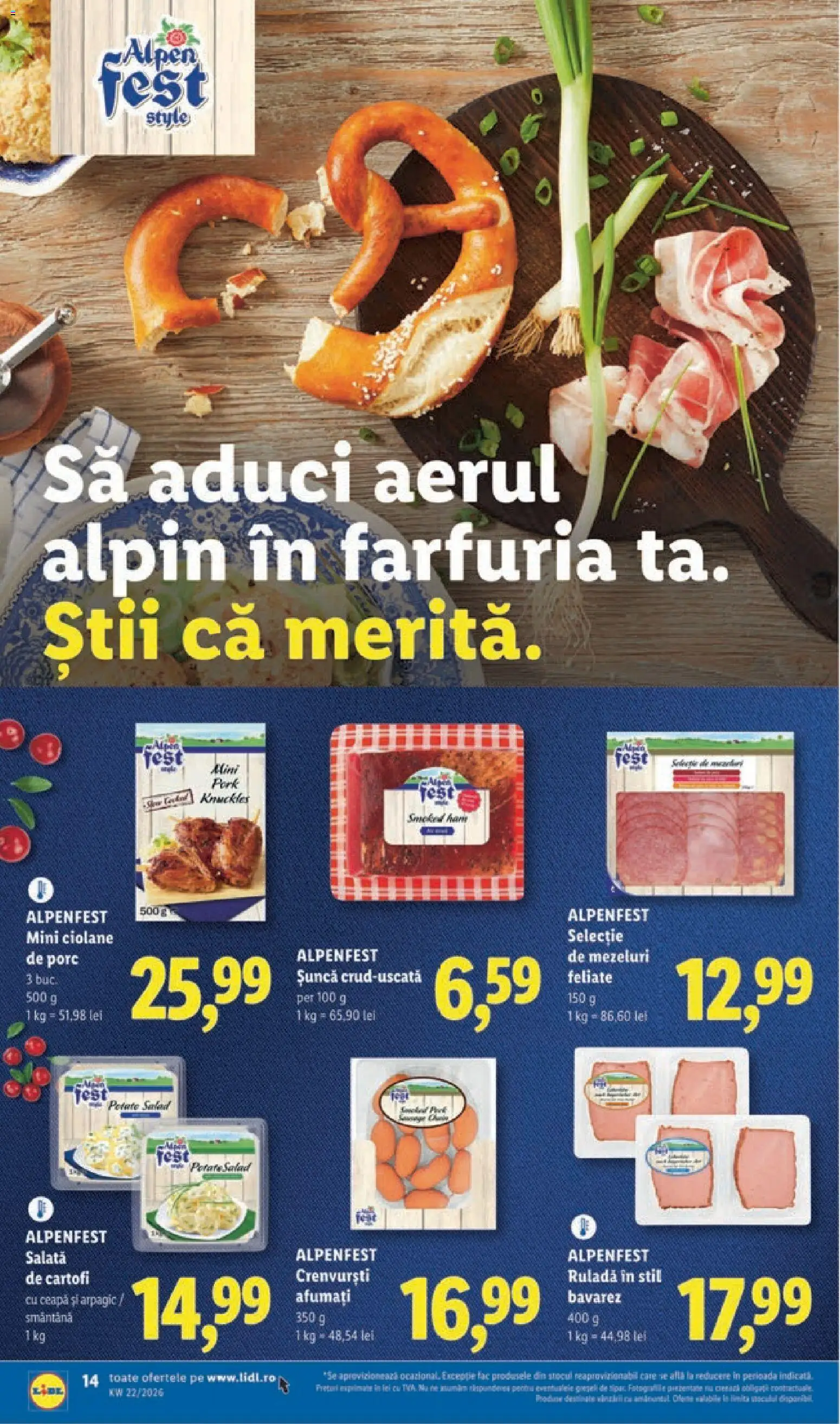 Noul catalog Lidl – valabil de la 25.05.2026 | Pagină: 14 | Produse: Șuncă, Smântână, Salată, Ceapă