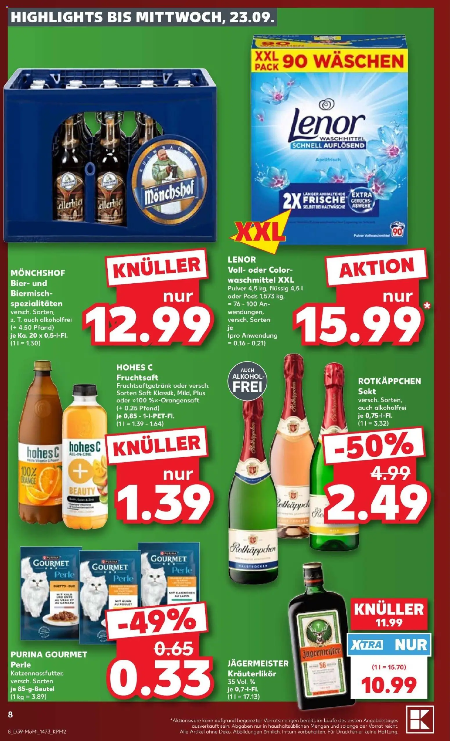 Kaufland Prospekt Frankfurt (Oder) – gültig ab 21.09.2026 | Seite: 8 | Produkte: Lenor, Monchshof, Sekt, Saft