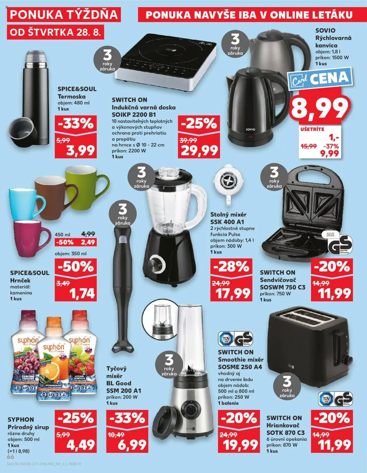 Nové Kaufland akcie – leták je platný od 28.08.2025 | Strana: 66 | Produkty: Indukčná varná doska, Varná doska, Mixér, Tyčový mixér