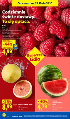 Pogląd oferty "Pomelo czerwone, luzem, Pomelo czerwone, luzem 1 kg" - ważna od 29.10.2026 | Strona: 48 | Produkty: Maliny, Pomelo