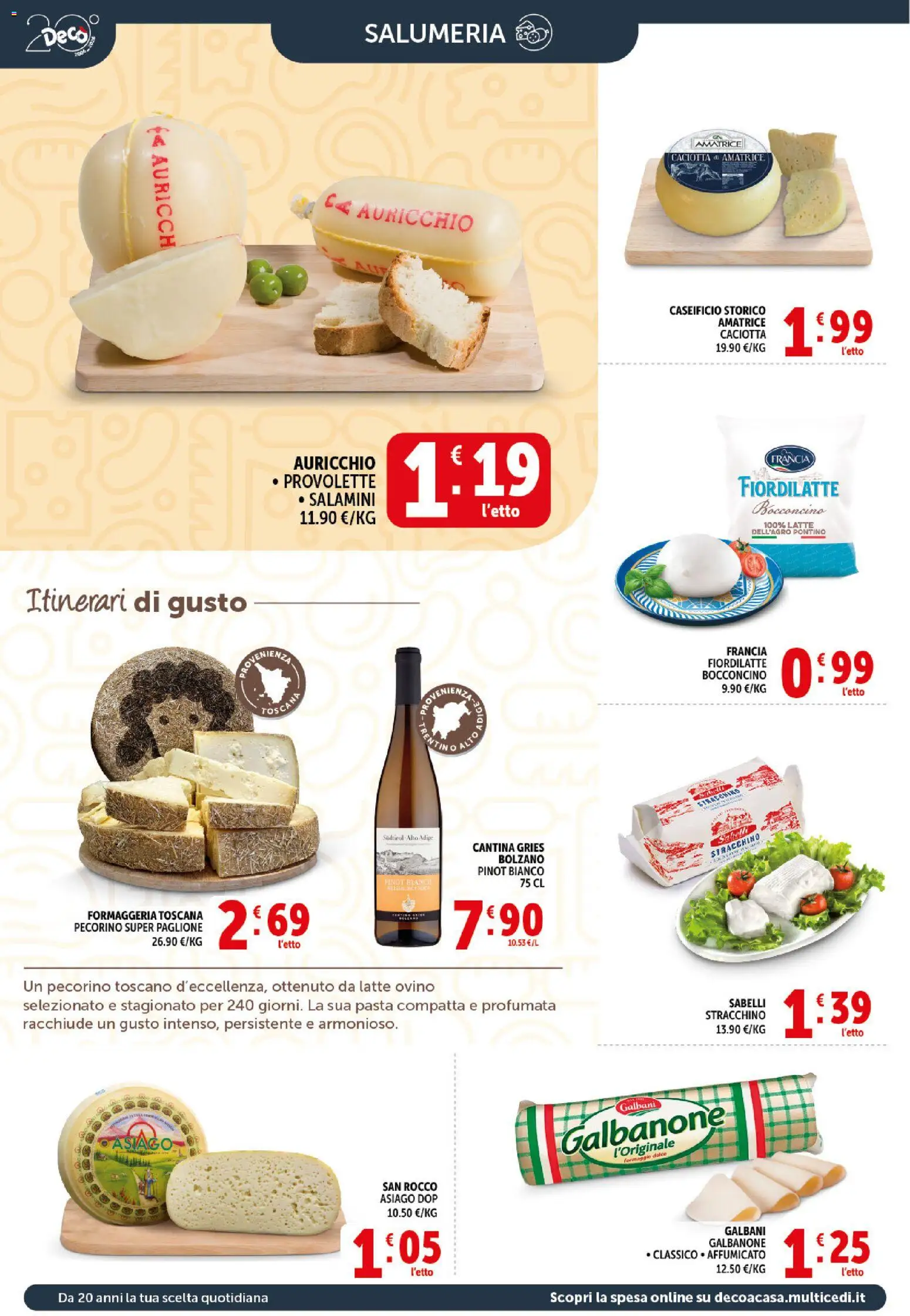 Volantino Decò del 20.05.2026 | Pagina: 2 | Prodotti: Latte, Pasta, Stracchino, Pecorino