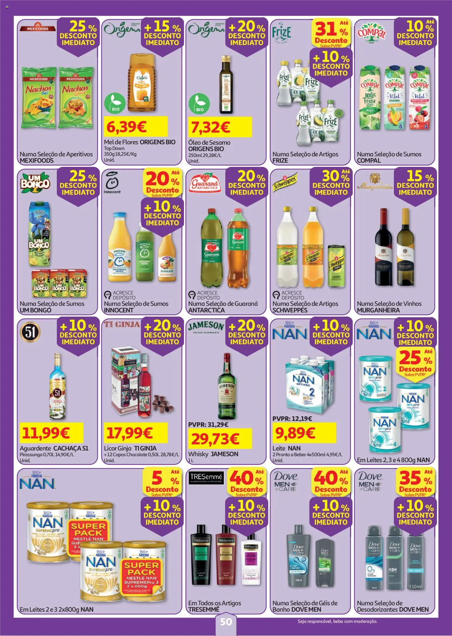 Auchan folheto │ válido de 30/07/2026 | Página: 50 | Produtos: Copos, Licor, Nestlé, Chocolate