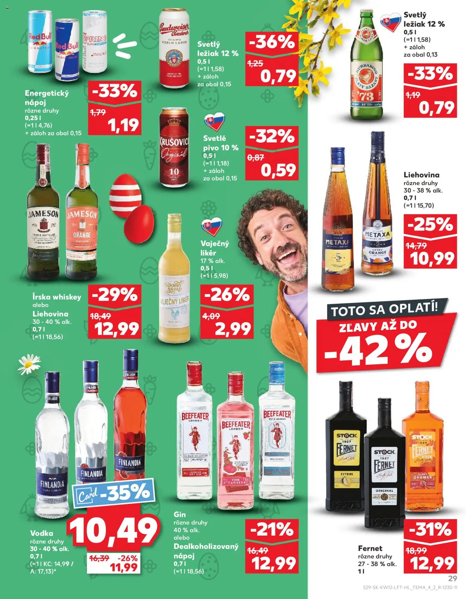Nové Kaufland akcie – leták je platný od 19.03.2026 | Strana: 29 | Produkty: Pivo, Jameson, Gin, Fernet