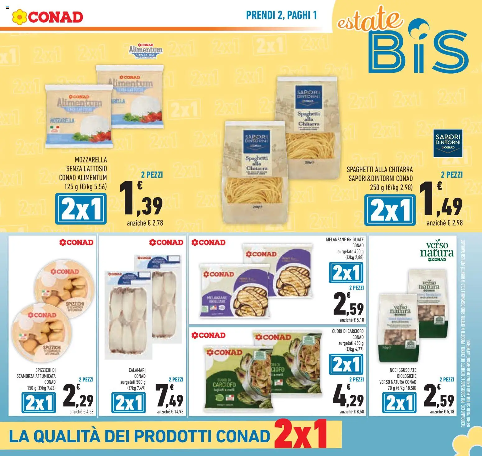 Volantino Conad del 26/08/2026 | Pagina: 5 | Prodotti: Mozzarella senza lattosio, Noci, Melanzane, Spaghetti