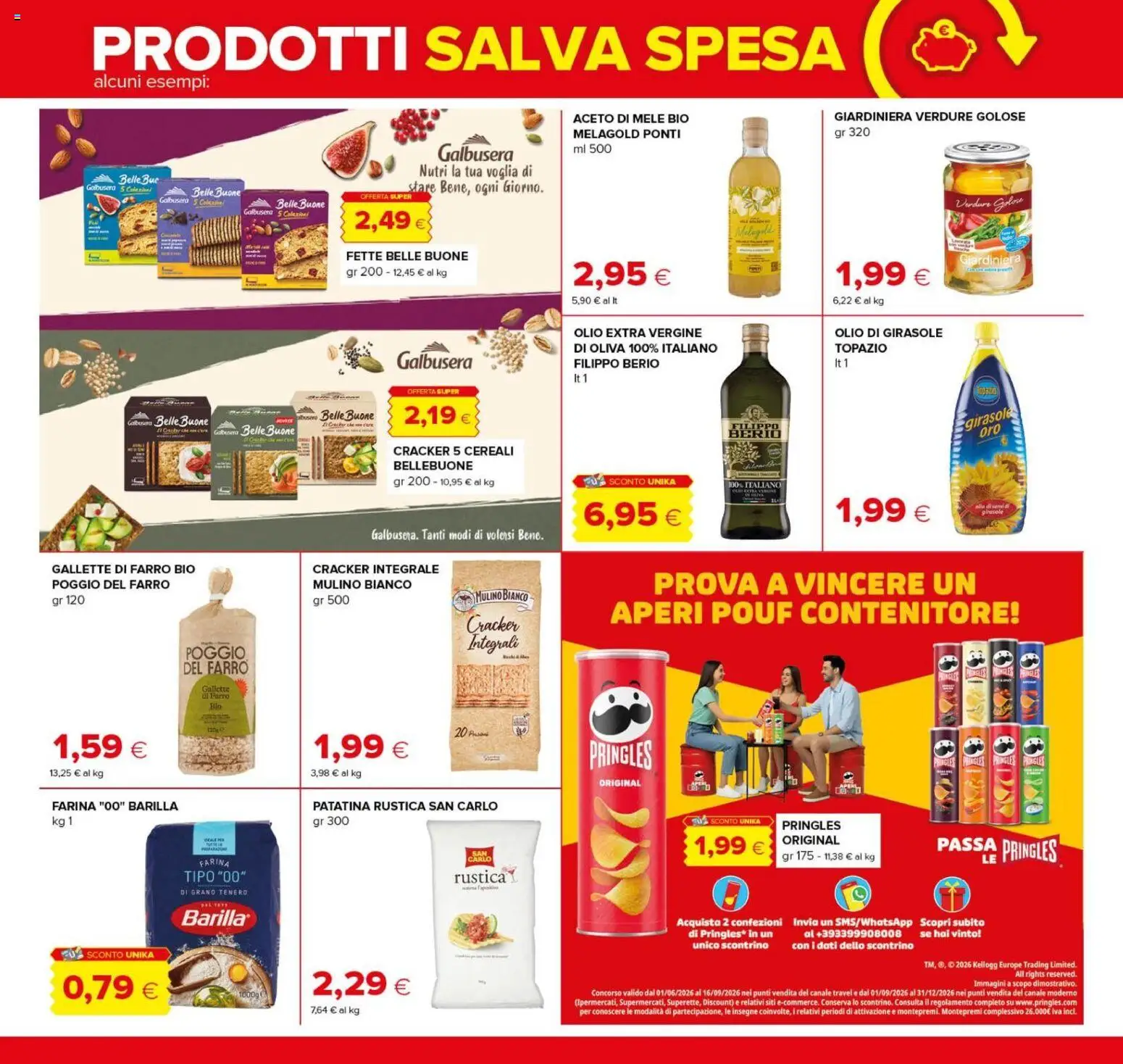 Volantino Oasi del 08/10/2026 | Pagina: 12 | Prodotti: Farina, Gallette, Olio extra vergine, Contenitore