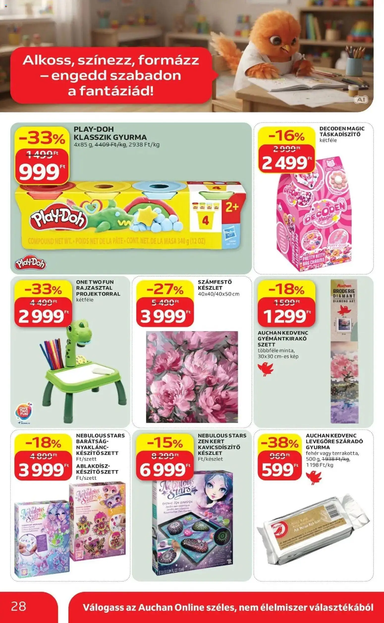 Auchan akciós ujság - amely érvényes a következő dátumtól: 2026.09.24. | Oldal: 28 | Termékek: Gyurma, Play-Doh