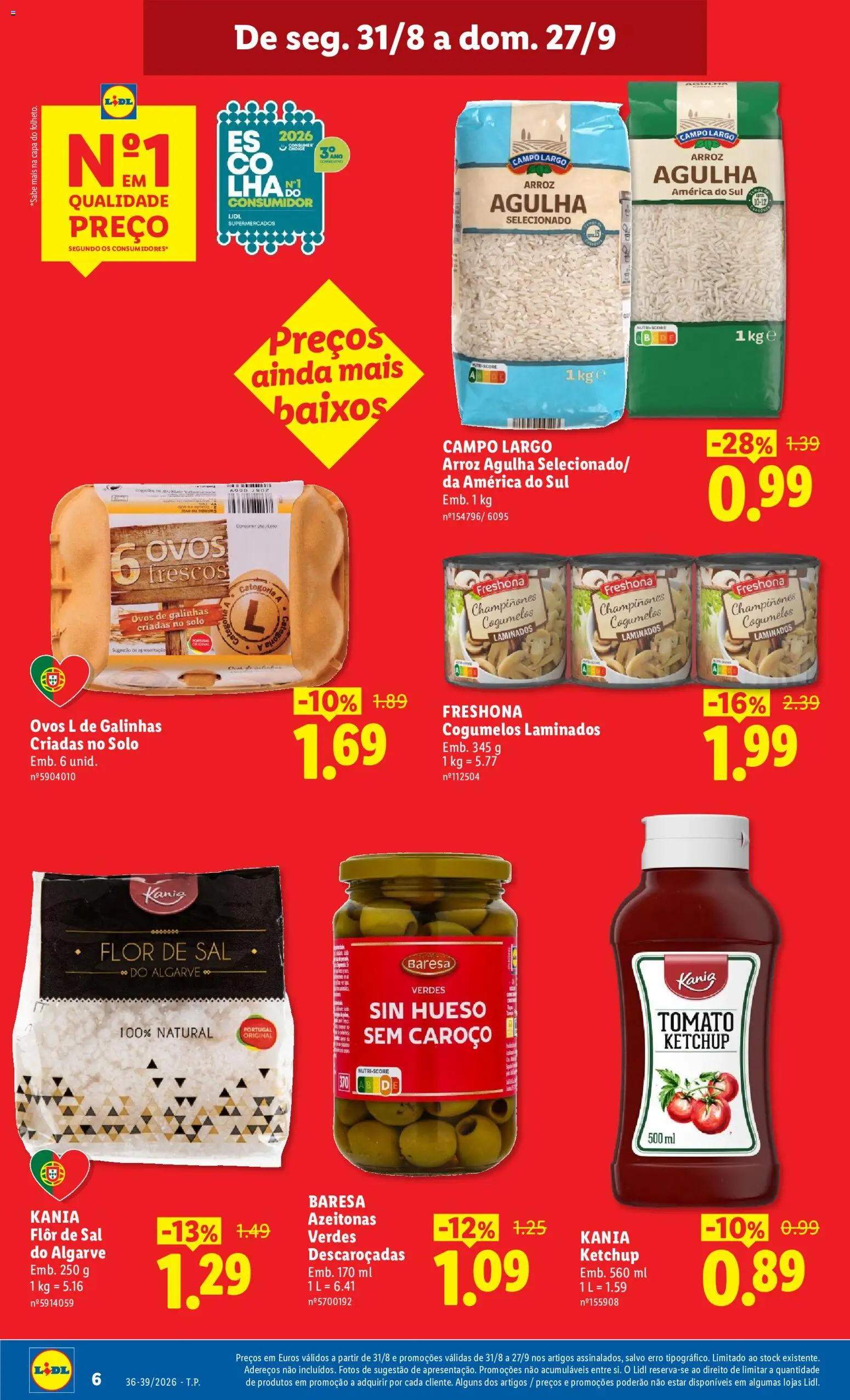 Lidl Folheto Especial │ válido de 01/09/2026 | Página: 6 | Produtos: Azeitonas, Sal, Ovos, Arroz