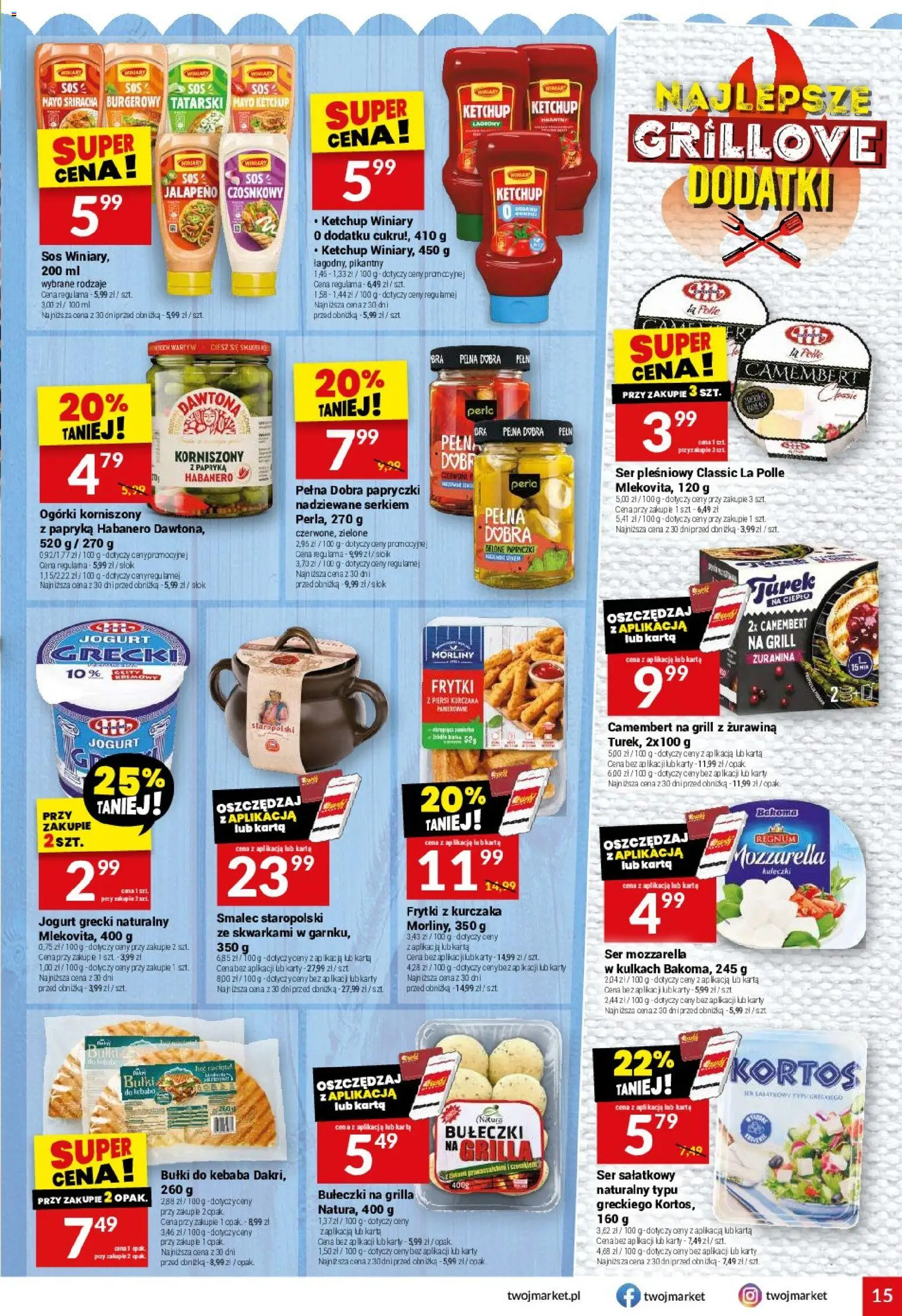 Twój Market gazetka od 05.08.2026 | Strona: 15 | Produkty: Ser pleśniowy, Żurawina, Sok, Ogórki