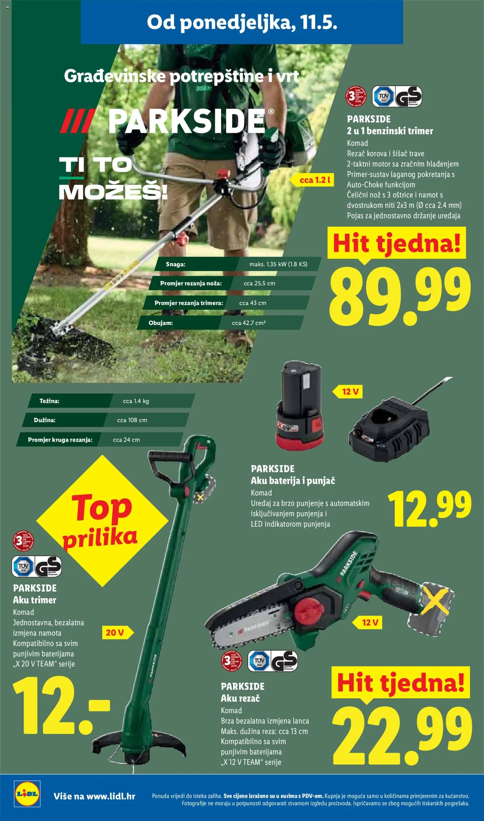 Lidl katalog | vrijedi od 11.05.2026 | Stranica: 22 | Proizvodi: Baterija, Aku trimer, Nož, Pojas