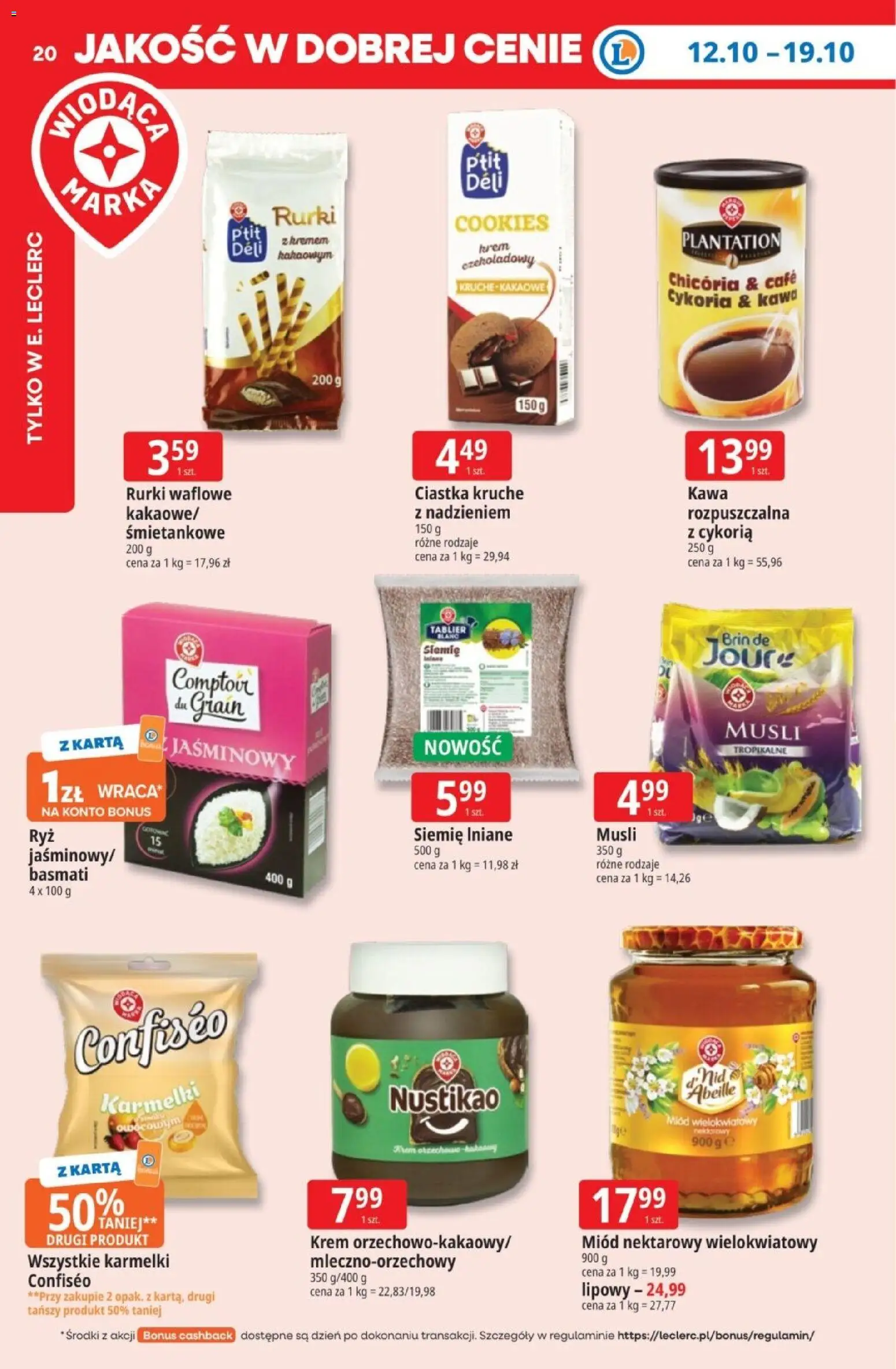 E.Leclerc gazetka - Tanio To Tu od 12.10.2026 | Strona: 20 | Produkty: Krem czekoladowy, Cykoria, Miód wielokwiatowy, Krem