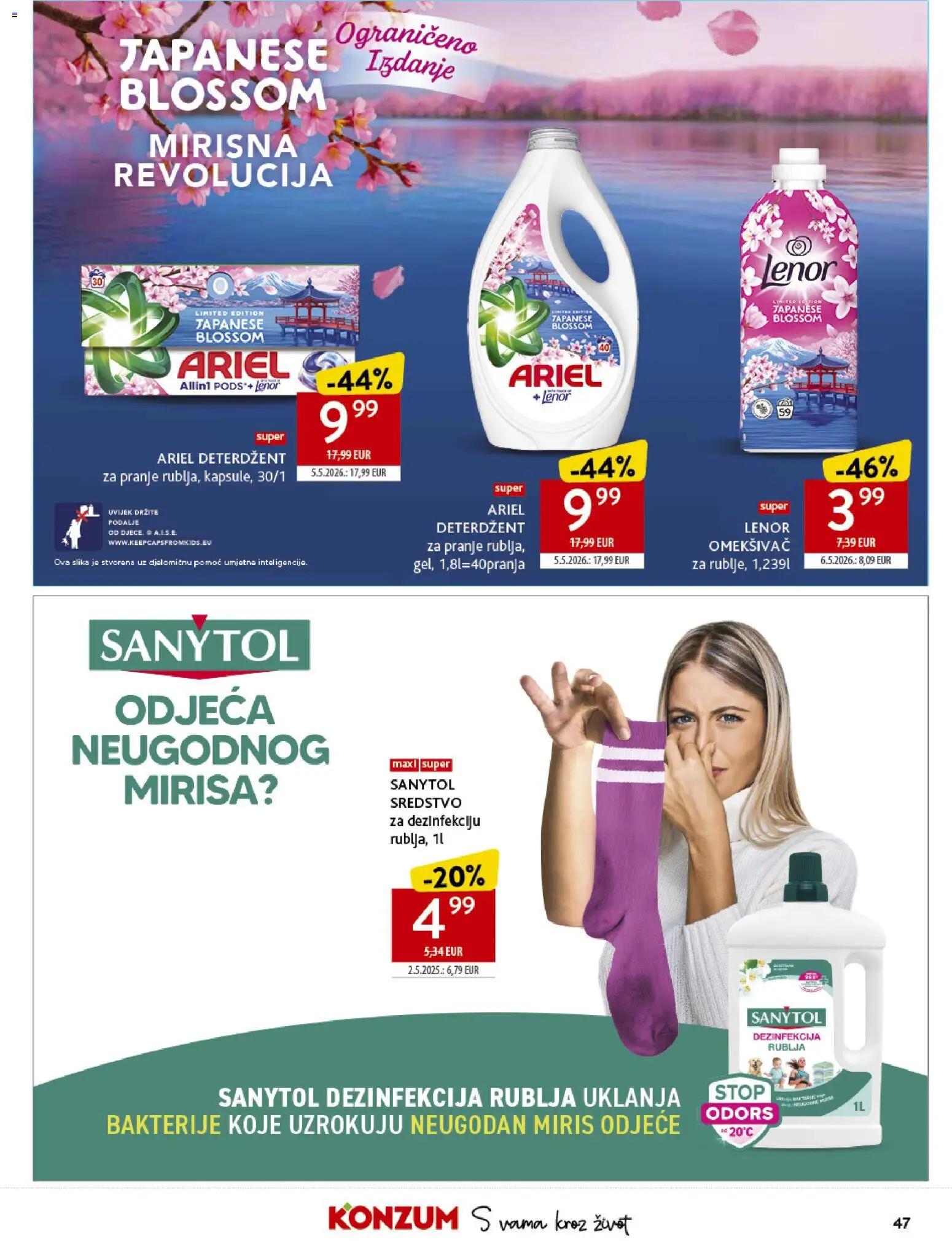 Konzum HR akciós ujság - amely érvényes a következő dátumtól: 20.05.2026 | Oldal: 47 | Termékek: Ariel