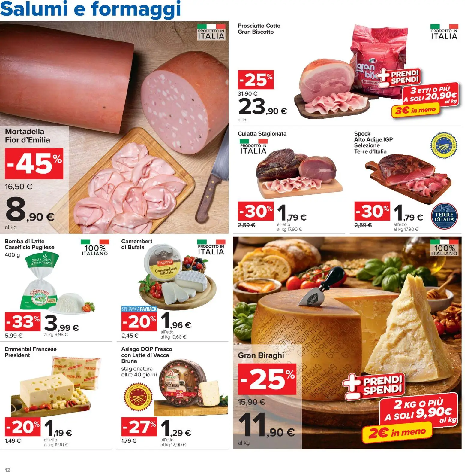 Volantino Carrefour del 19.05.2026 | Pagina: 12 | Prodotti: Speck, Prosciutto, Mortadella, Emmental