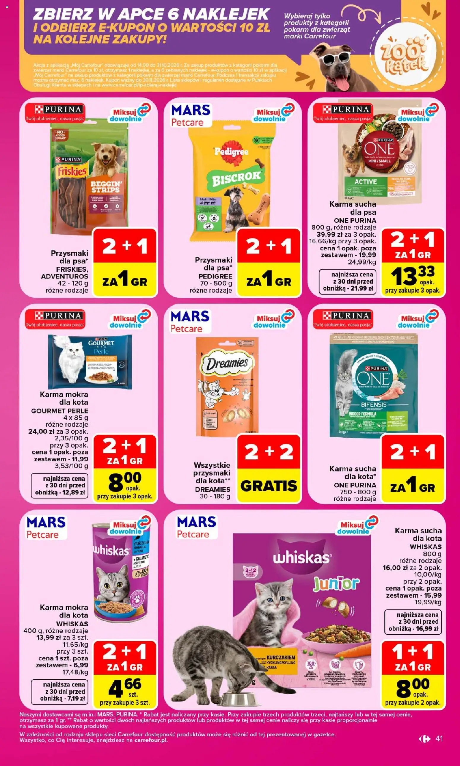 Carrefour gazetka od 28.09.2026 | Strona: 41 | Produkty: Karma mokra dla kota, Pedigree, Karma mokra, Karma