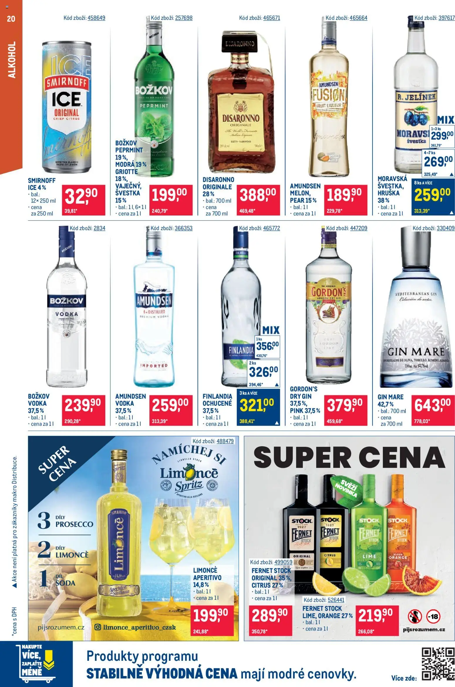 Makro leták - Gastronomie od 26.08.2026 | Strana: 20 | Produkty: Prosecco, Fernet Stock, Fernet, Jelínek