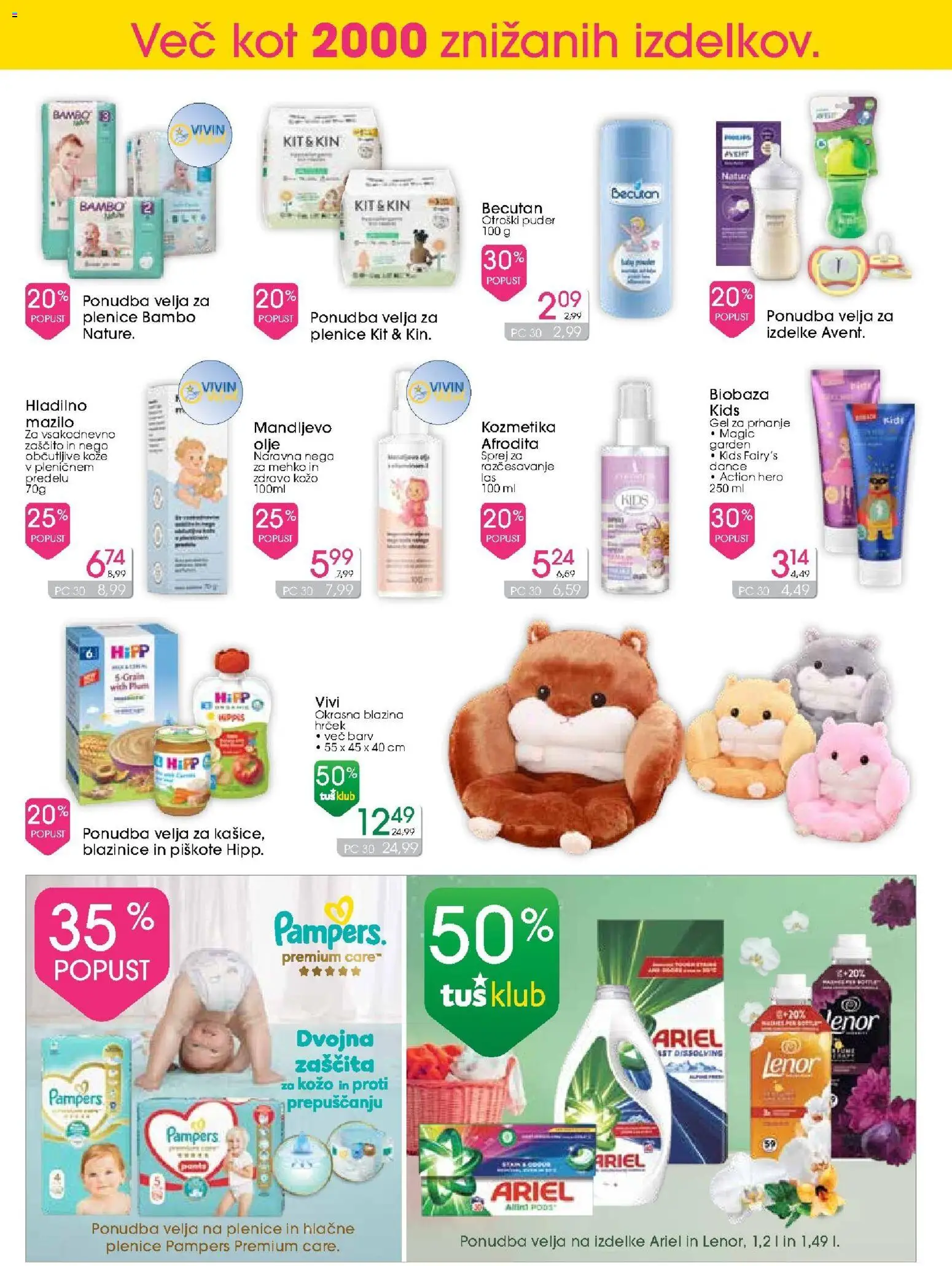 Novi Tuš drogerija katalog ponudbe – veljaven od 15.07.2026 | Stran: 10 | Izdelki: Gel za prhanje, Plenice, Blazina, Olje