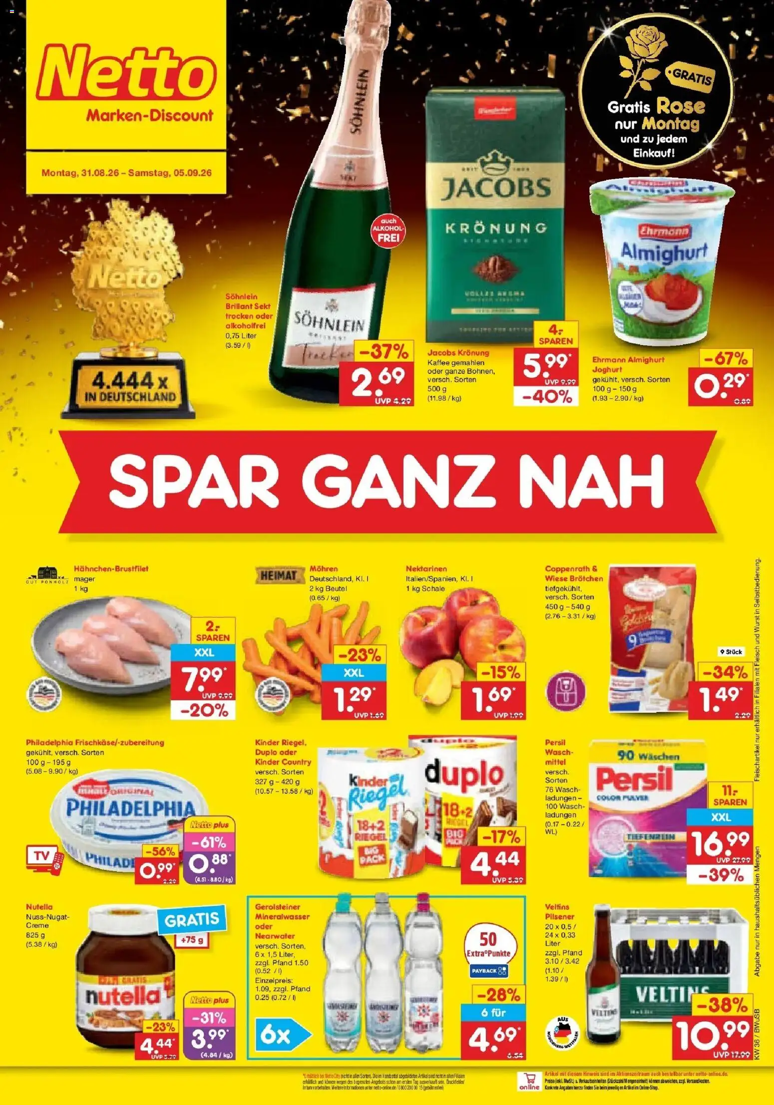 Netto Marken-Discount Prospekt Stemwede-Dielingen (ab 31.08.2026) » Angebote | Seite: 2 | Produkte: Nutella, Wurst, Fleisch, Veltins