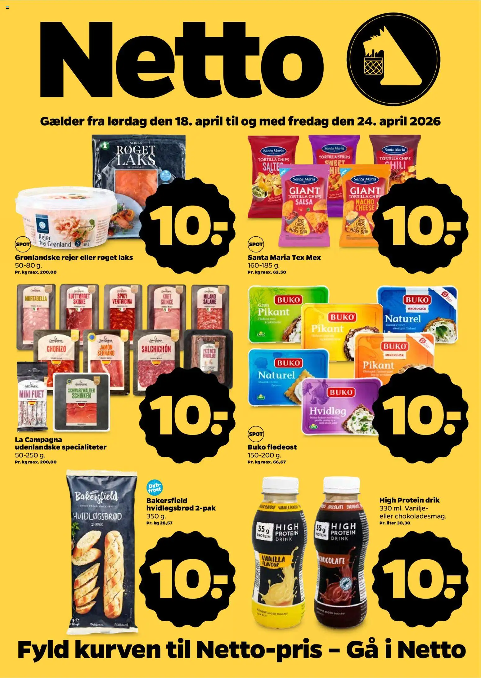 Netto tilbudsavis – gyldig fra 18.04.2026 | Side: 1 | Produkter: Chips, Salsa, Vanilje, Rejer