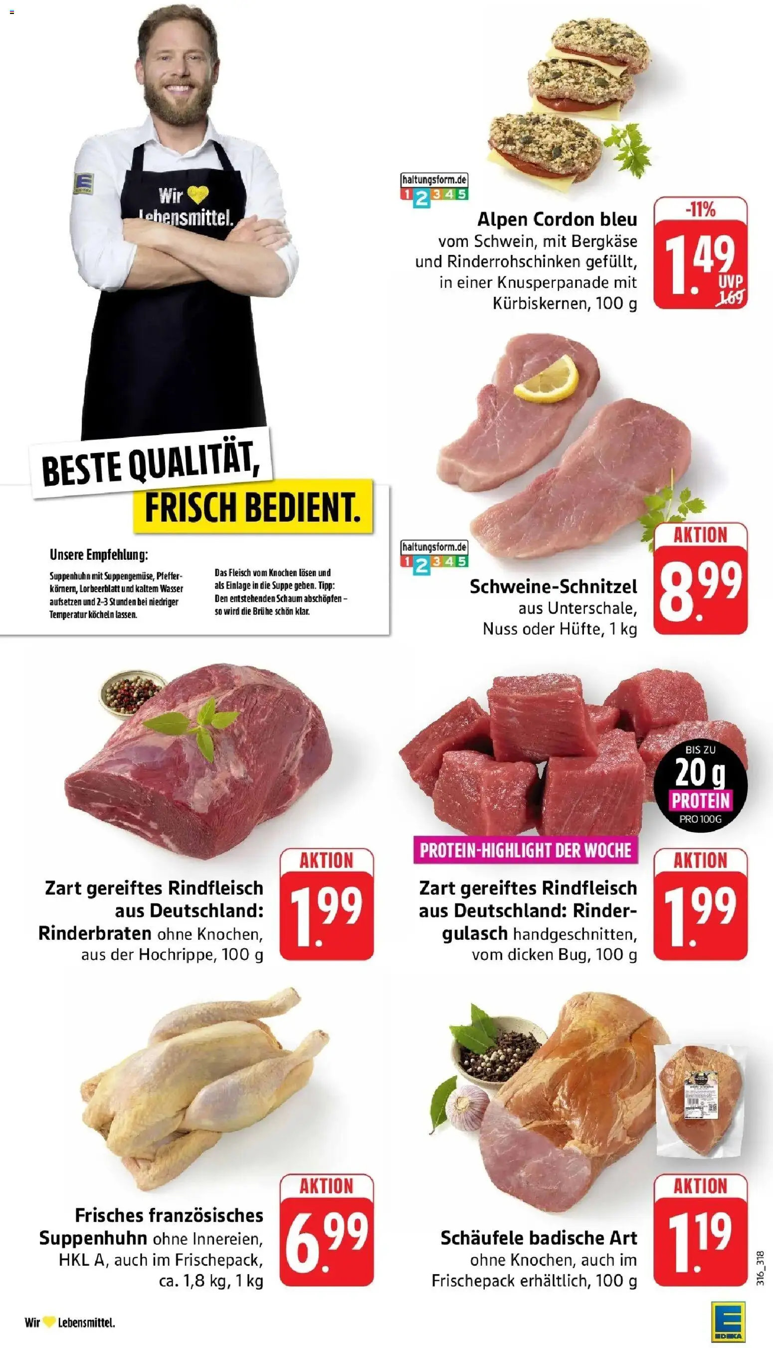 Edeka Prospekt Wangen (ab 19.10.2026) » Angebote Online | Seite: 10 | Produkte: Wasser, Gulasch, Pfeffer, Fleisch