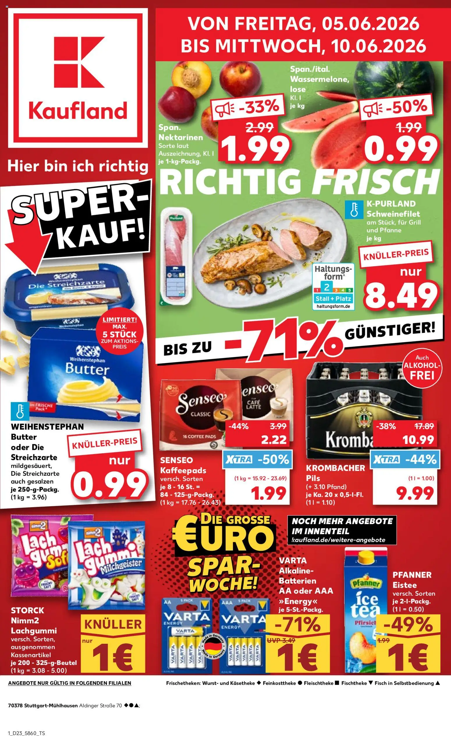 Kaufland Prospekt Stuttgart – gültig ab 04.06.2026 | Seite: 1 | Produkte: Kaffeepads, Pfanner eistee, Fisch, Wurst