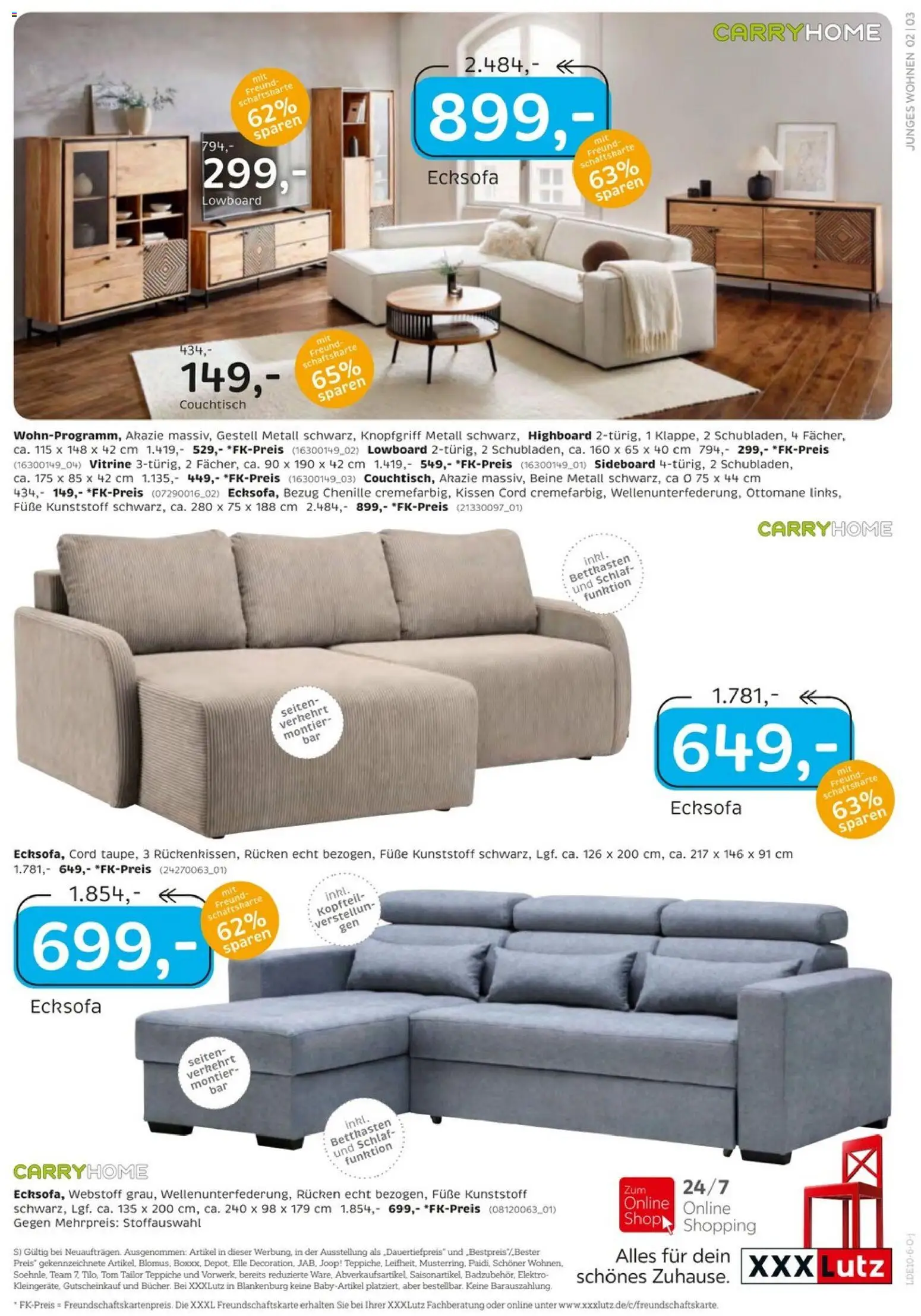 XXXLutz Junges Wohnen – gültig ab 26.09.2026 | Seite: 3 | Produkte: Lowboard, HIghboard, Kissen, Vitrine