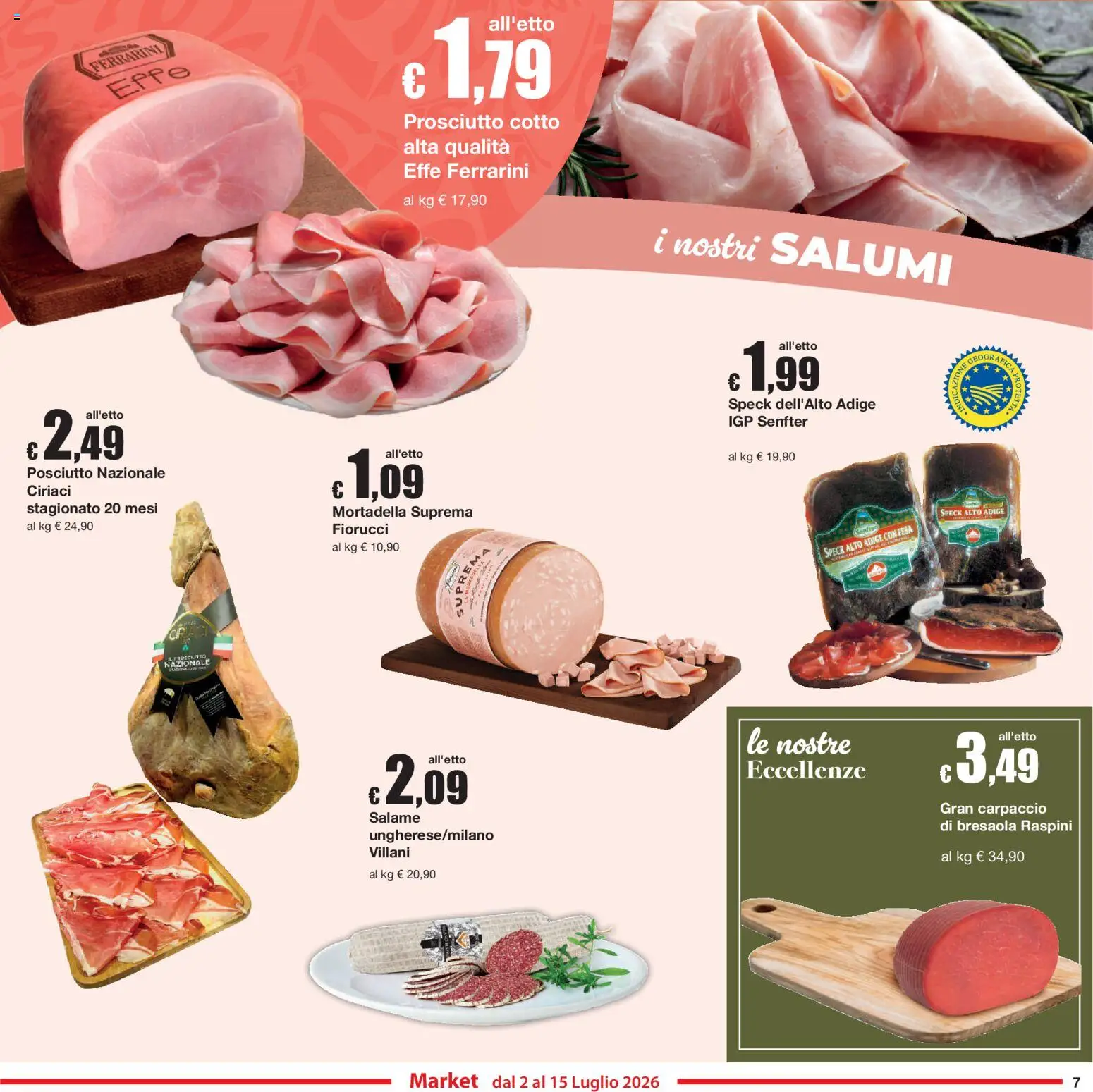 Volantino Sì con Te del 02/07/2026 | Pagina: 7 | Prodotti: Speck, Prosciutto Cotto, Salame, Bresaola