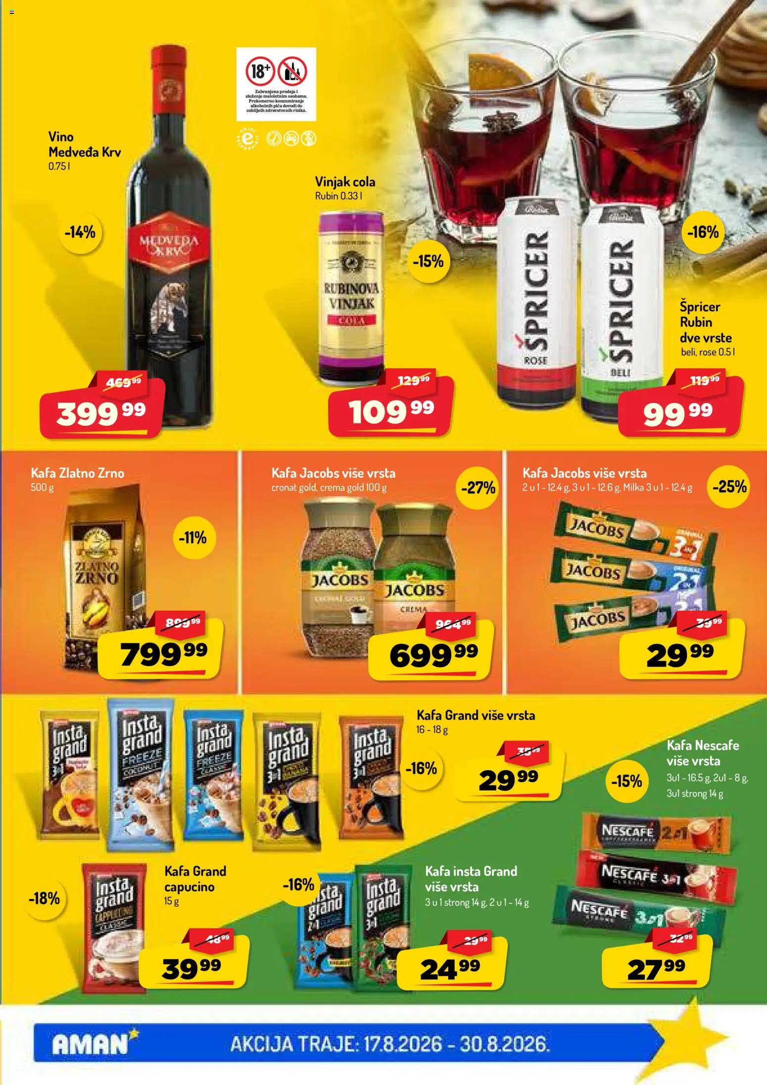 Aman katalog - važi od 17.08.2026 | Strana: 21 | Proizvode: Kafa, Pica, Vino, Nescafé