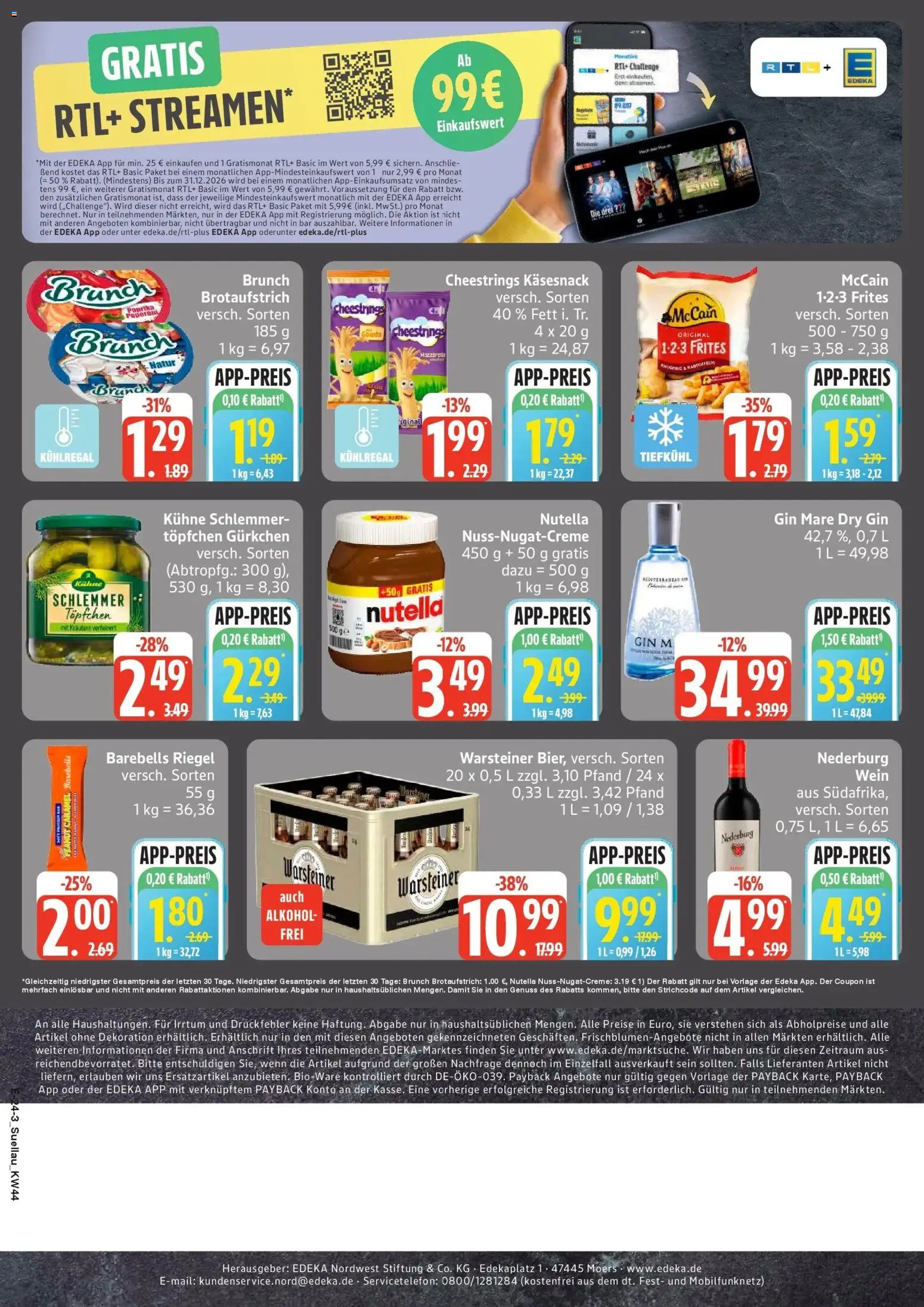 Edeka Prospekt Ratzeburg (ab 26.10.2026) » Angebote Online | Seite: 30 | Produkte: McCain, Alkohol, Warsteiner, Wein