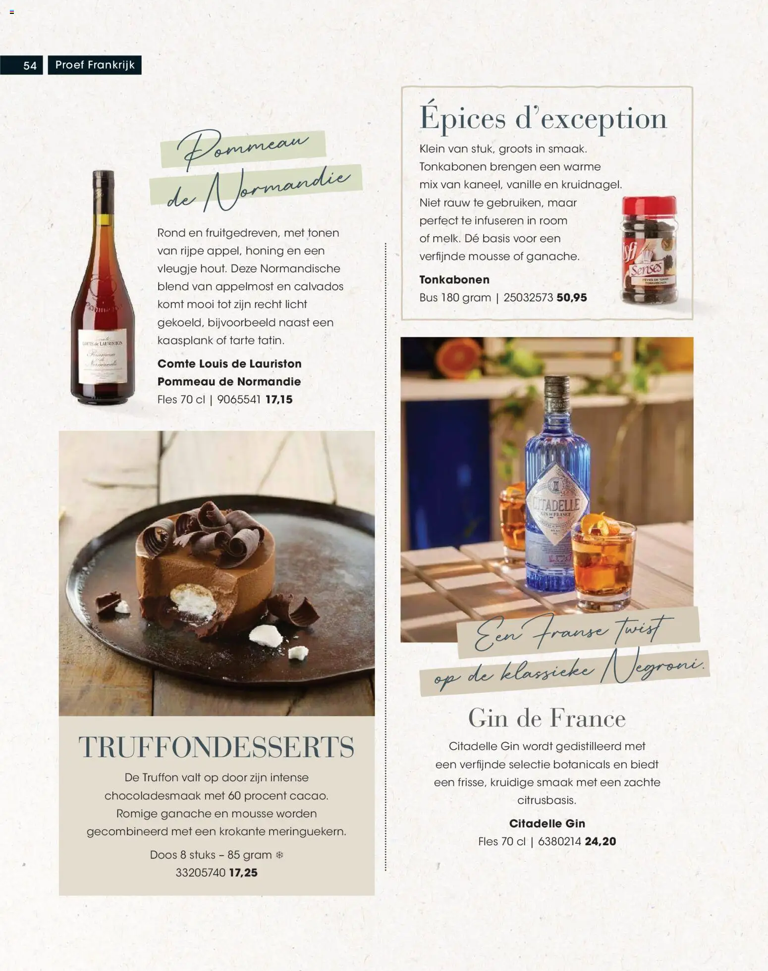 {H1} | Pagina: 54 | Producten: Honing, Gin, Fles, Vanille