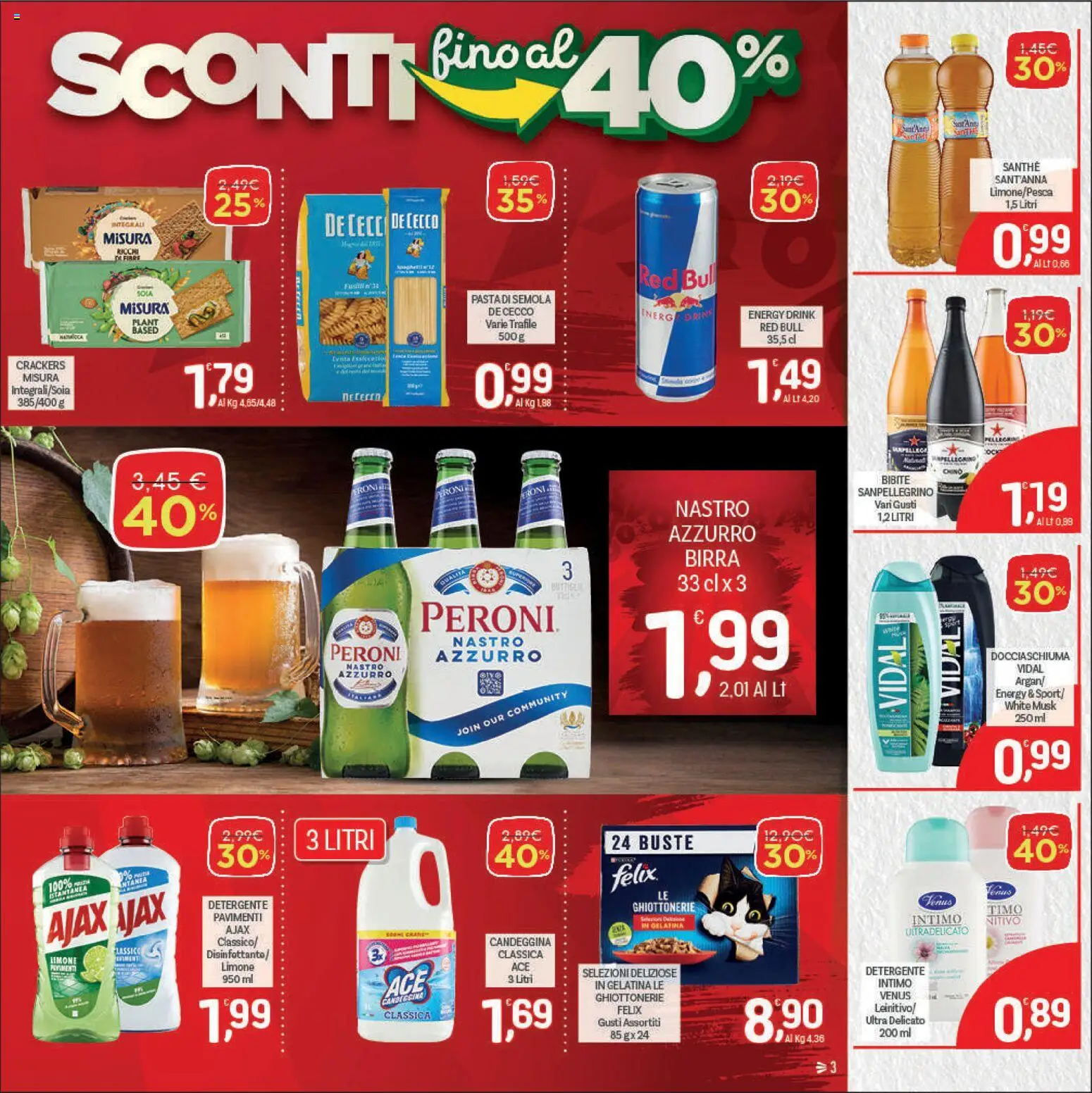 Volantino CRAI del 11.06.2026 | Pagina: 3 | Prodotti: Detergente, Candeggina, Crackers, Red Bull