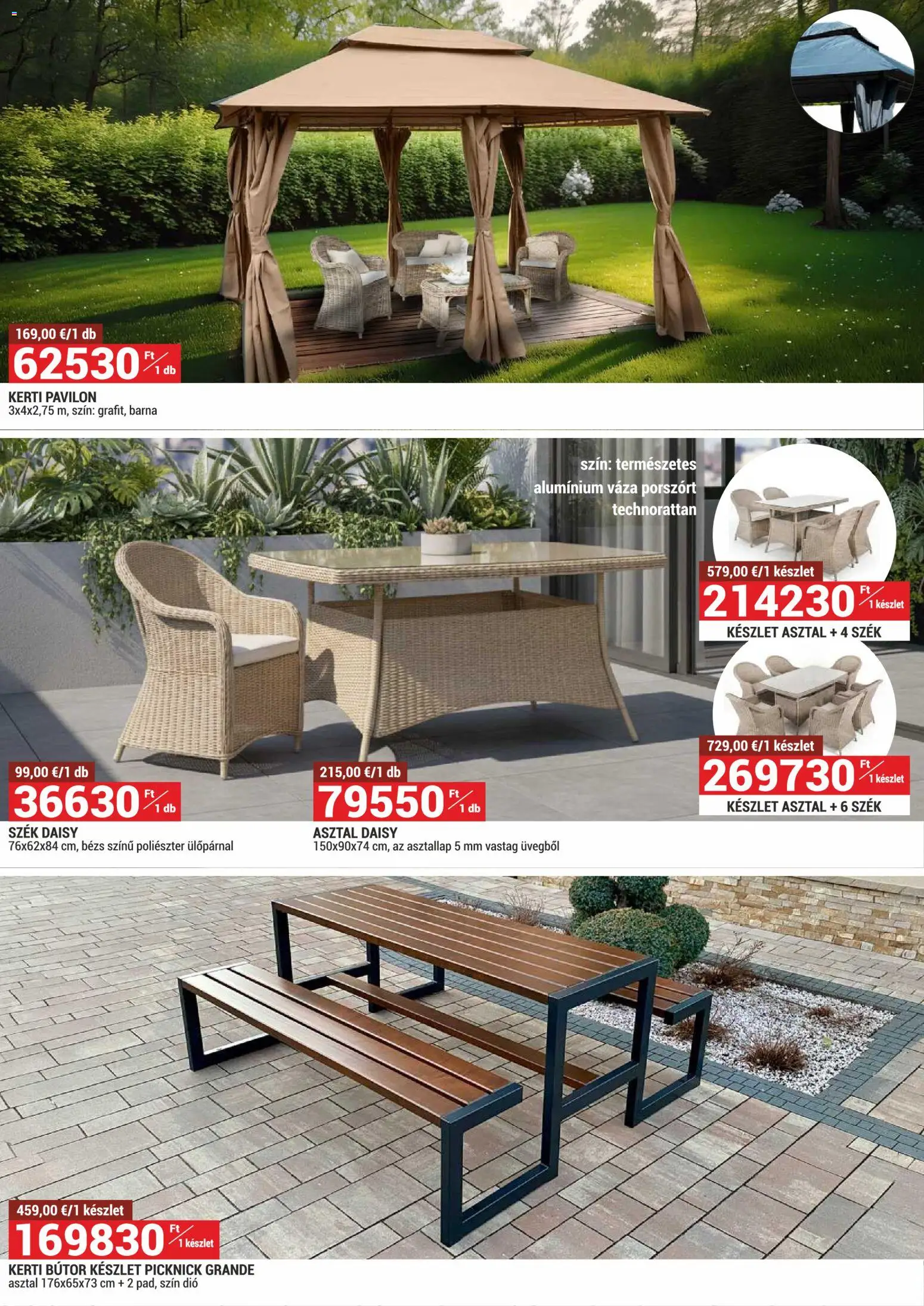 Merkury Market akciós ujság - amely érvényes a következő dátumtól: 01.06.2026 | Oldal: 33 | Termékek: Asztallap, Asztal, Kerti bútor, Kerti pavilon
