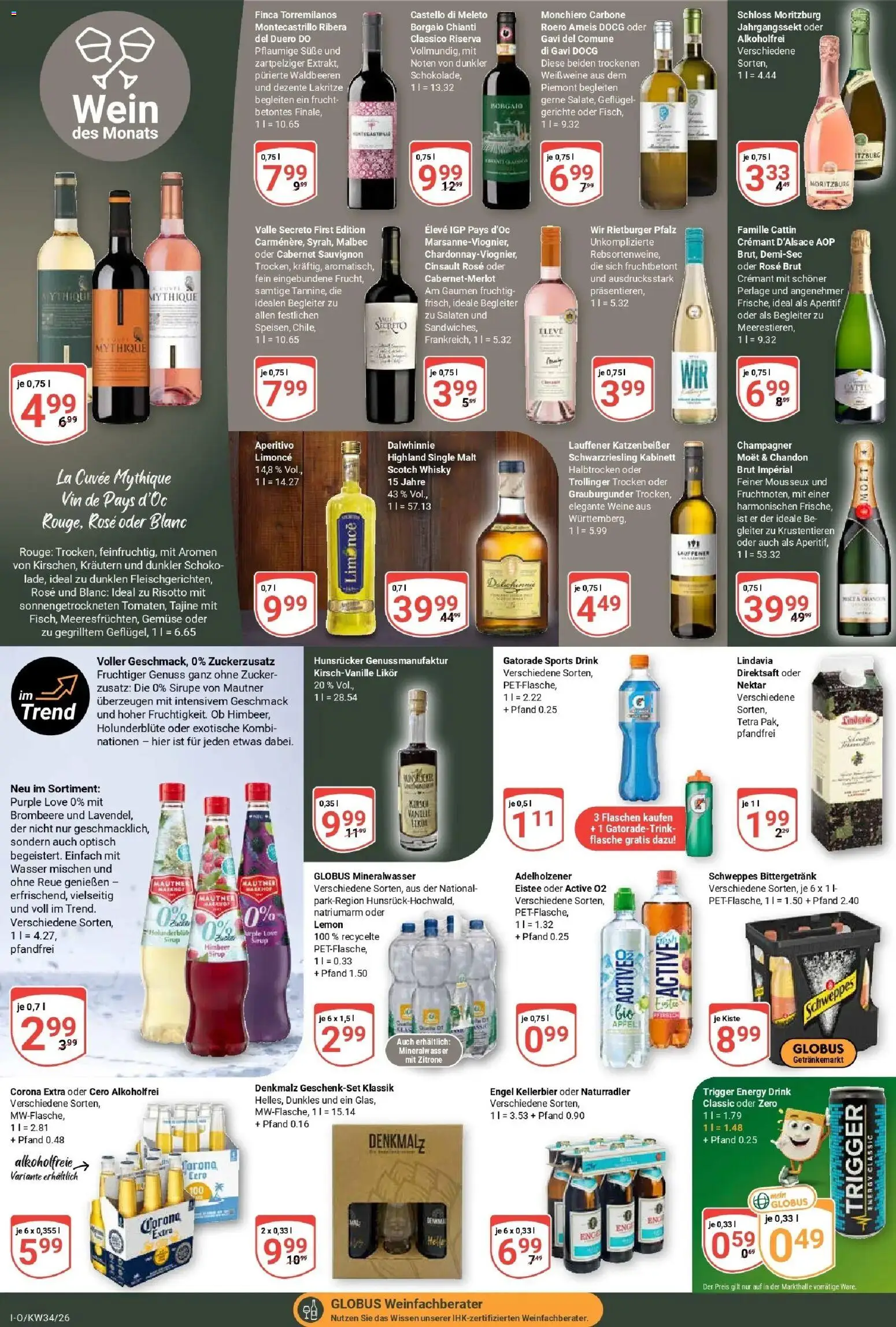Globus Prospekt Idar-Oberstein (ab 17.08.2026) » Angebote online | Seite: 16 | Produkte: Whisky, Likör, Mineralwasser, Wein
