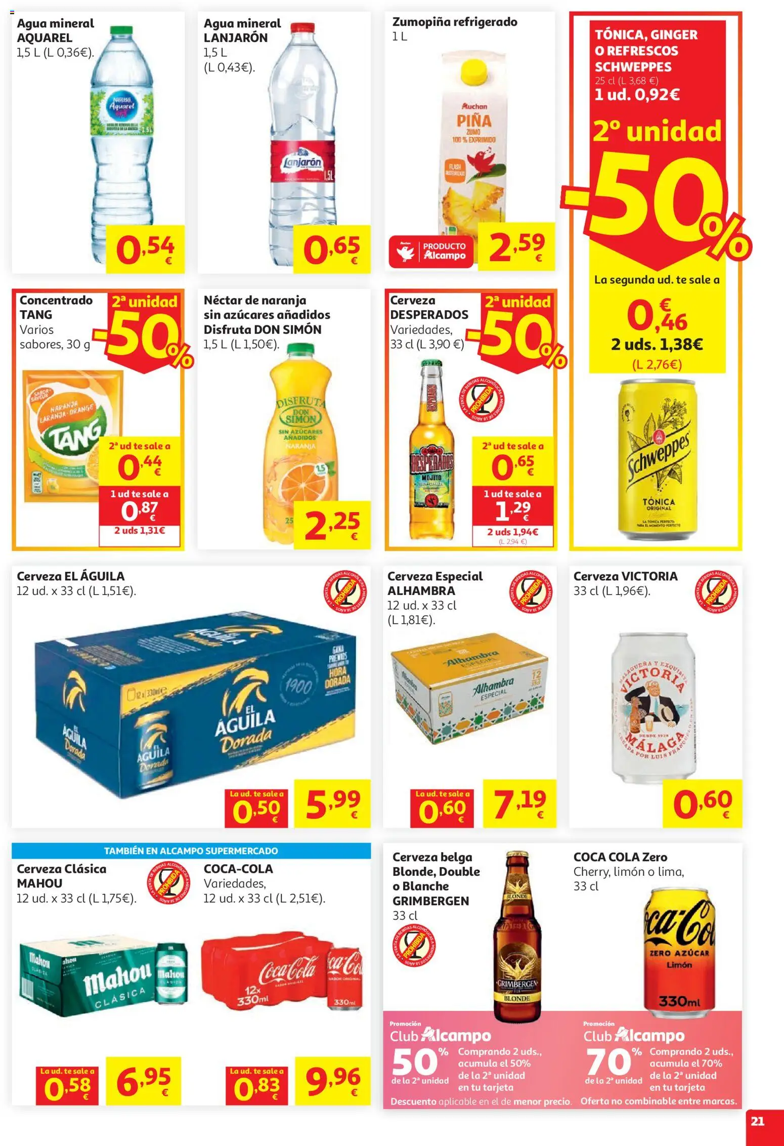 Alcampo HG Unico │ válido desde el 05.05.2026 | Página: 21 | Productos: Cerveza, Ροζ πιπέρι, Παρμεζάνα, Agua mineral